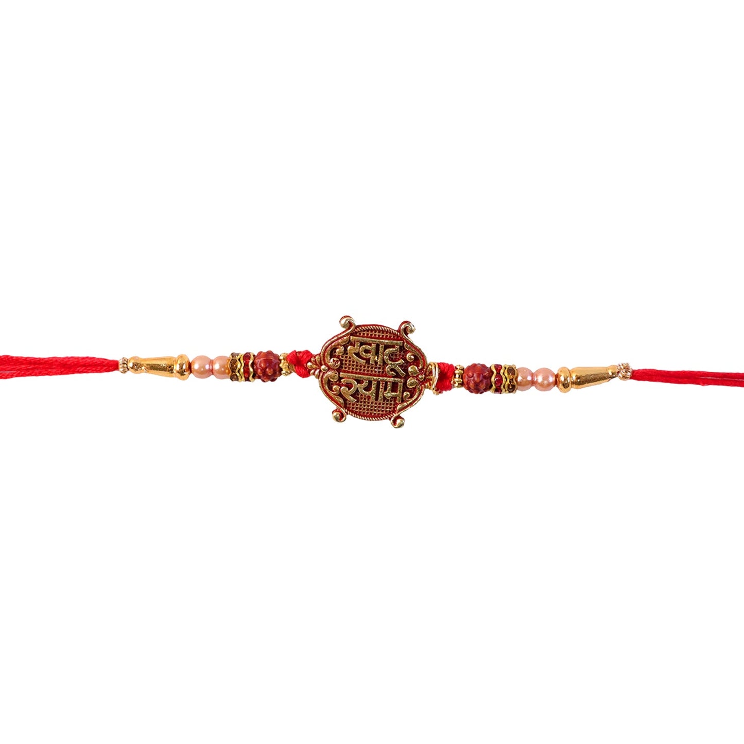 Khatu Shyam Antique Maroon Meenakari Pendant Rakhi with Rudraksha Beads