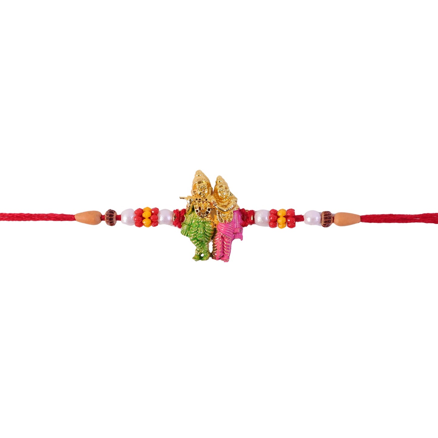 Lord Ganesha Rakhi with Pearls & Multicolour Beads