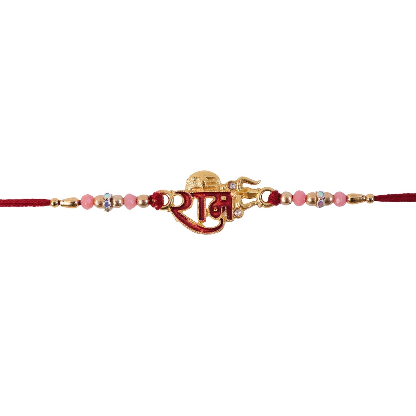 Golden Ram Naam Meenakari Rakhi with Beads for Brother