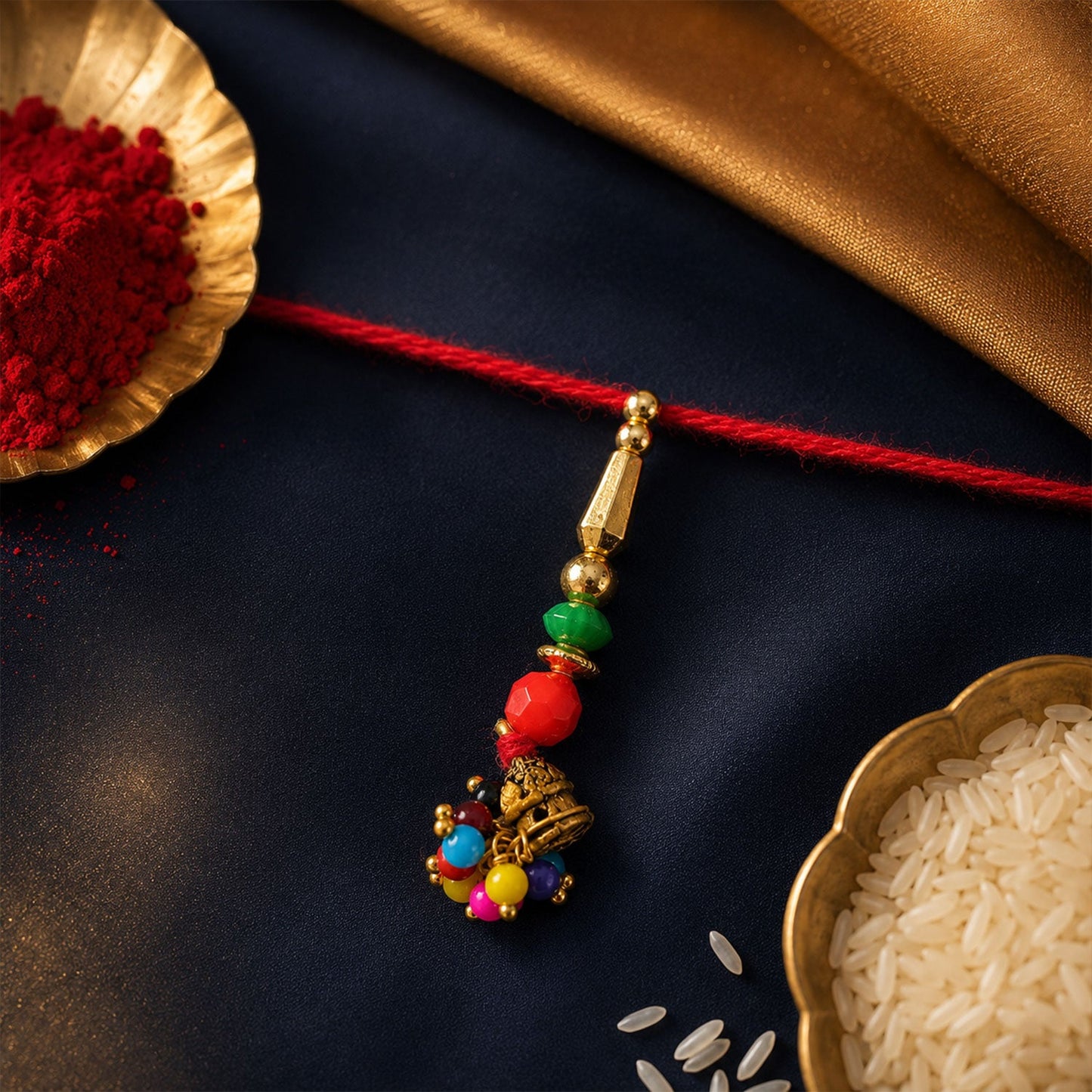 Stylish Colourful Bead Charm Rakhi