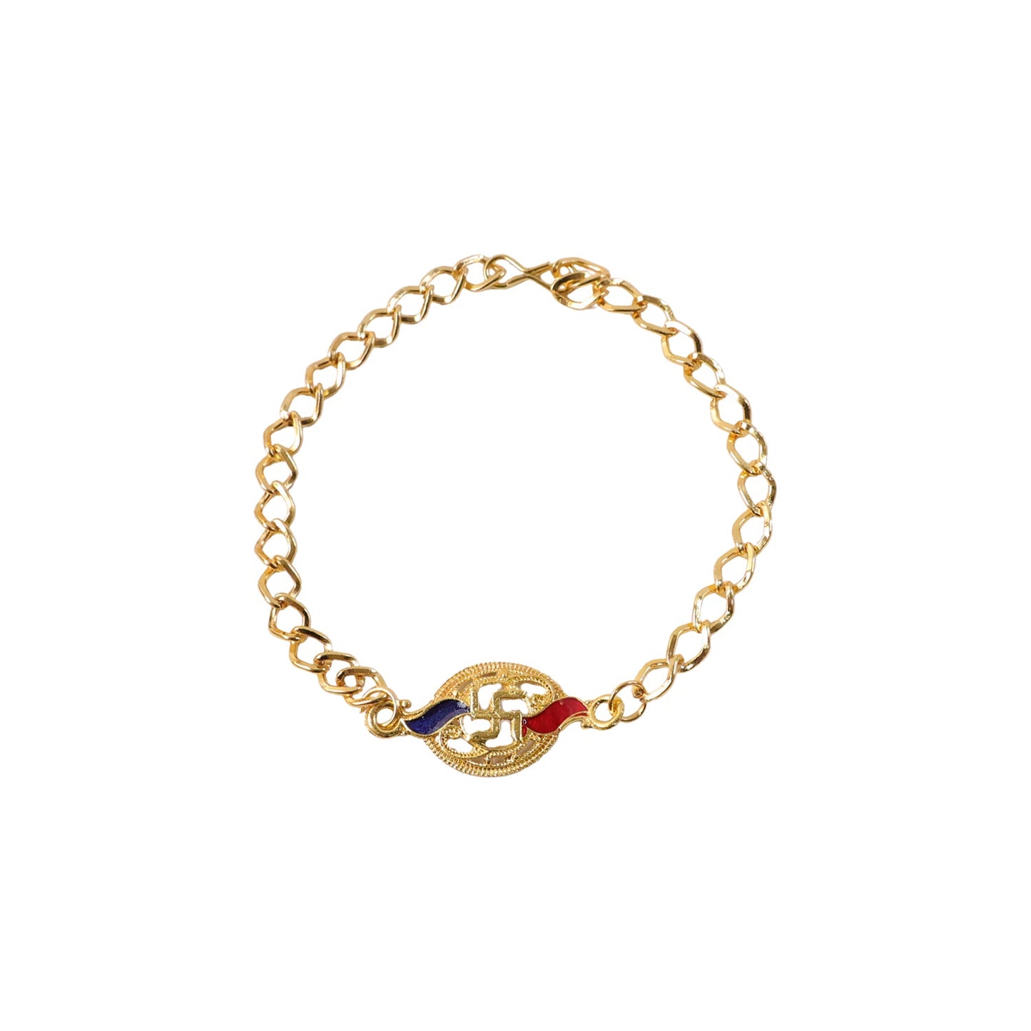 Swastik Enamel Gold Tone Bracelet Rakhi elegant design