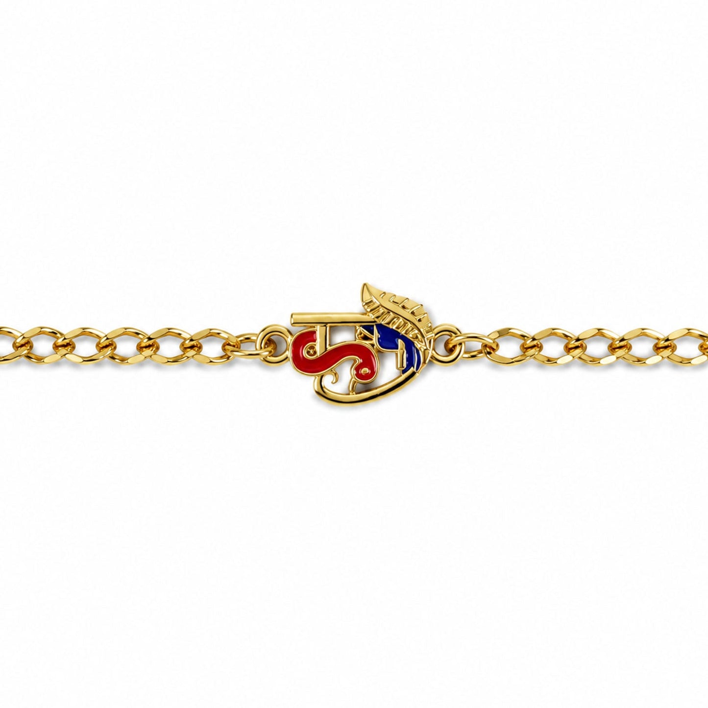 Detailed finishing on Red Blue Enamel Rakhi bracelet