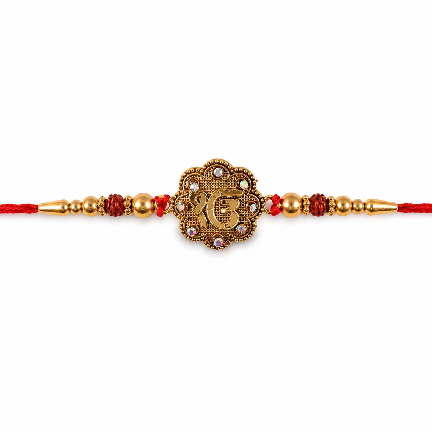 Stylish Stone Studded Gold Tone Rakhi