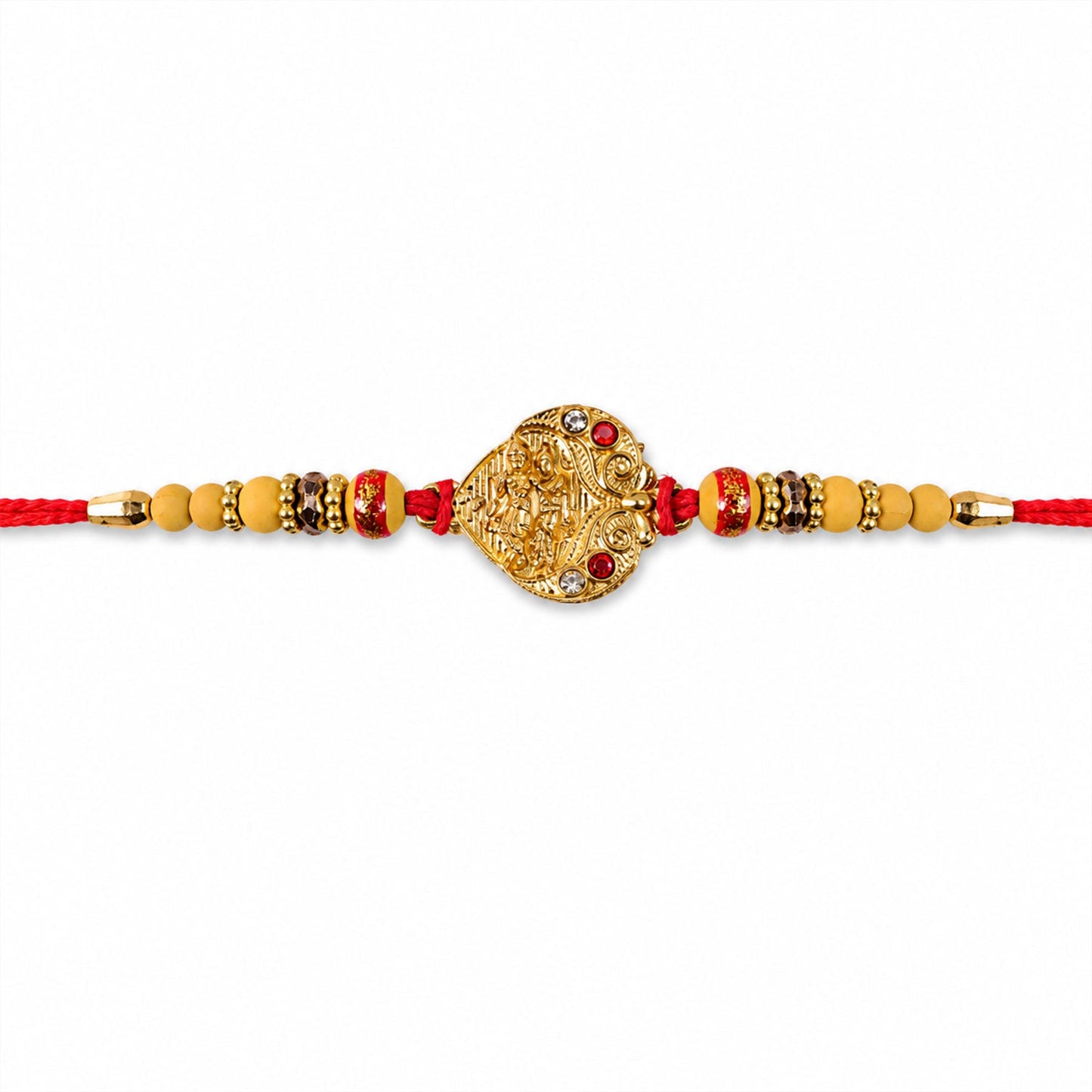 Golden Tone Rakhi on a plain background