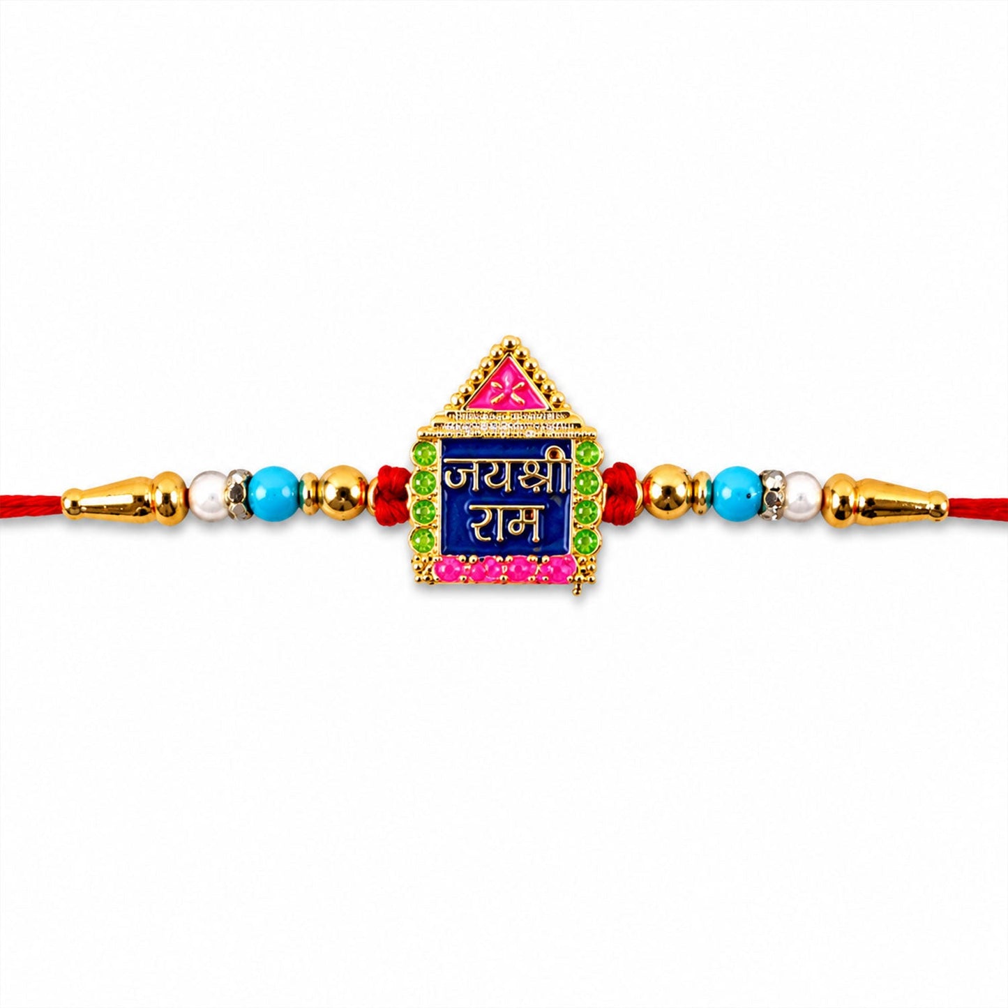 Jai Shree Ram Text Multicolor Enamel Rakhi