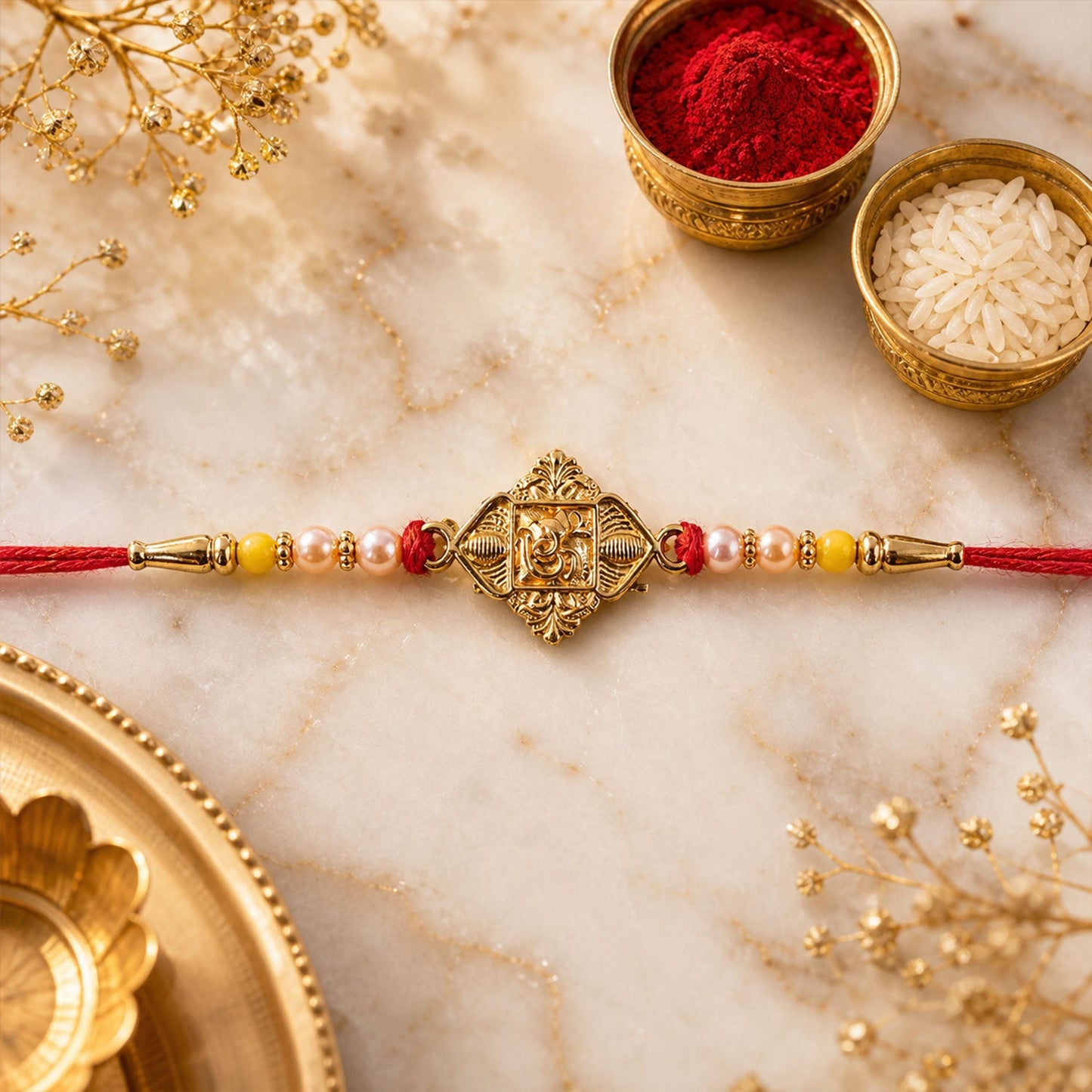 Lord Ganesha Antique Gold Tone Rakhi