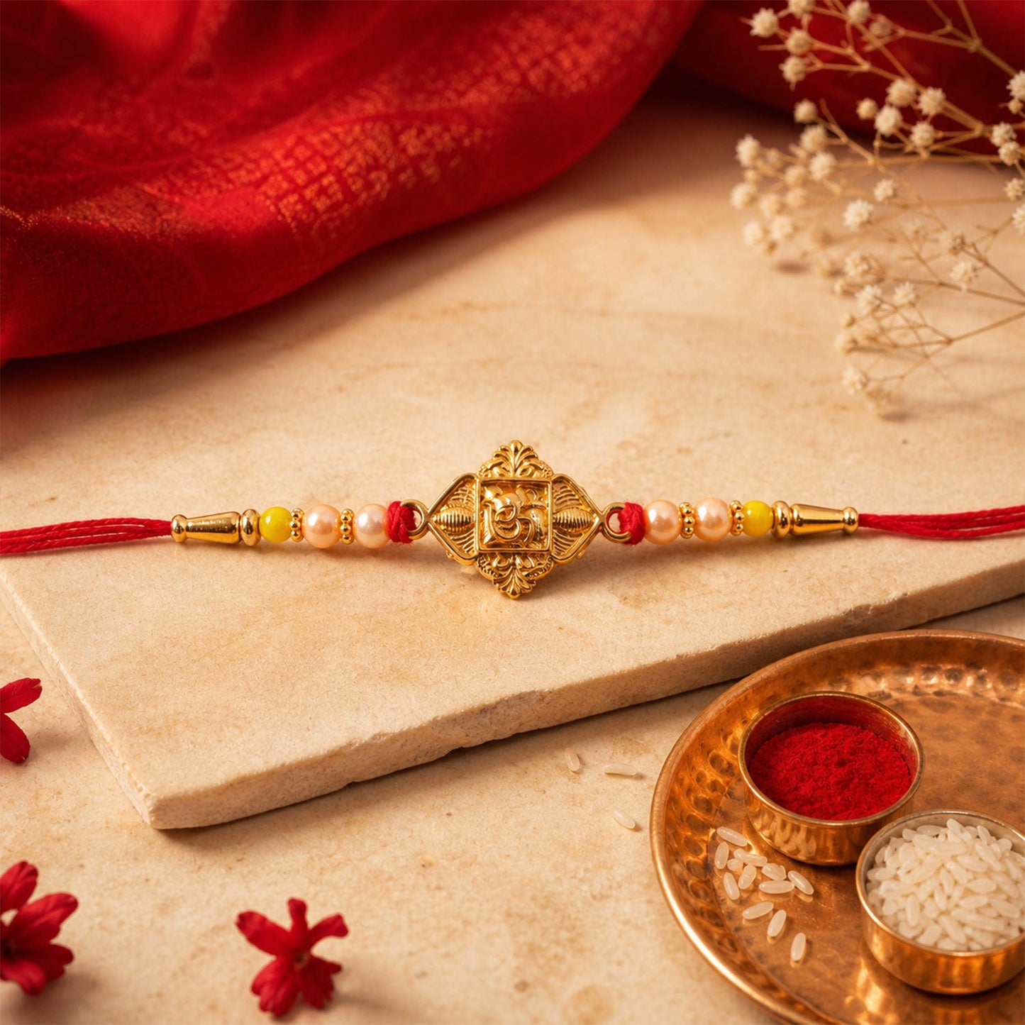 Lord Ganesha Antique Gold Tone Rakhi