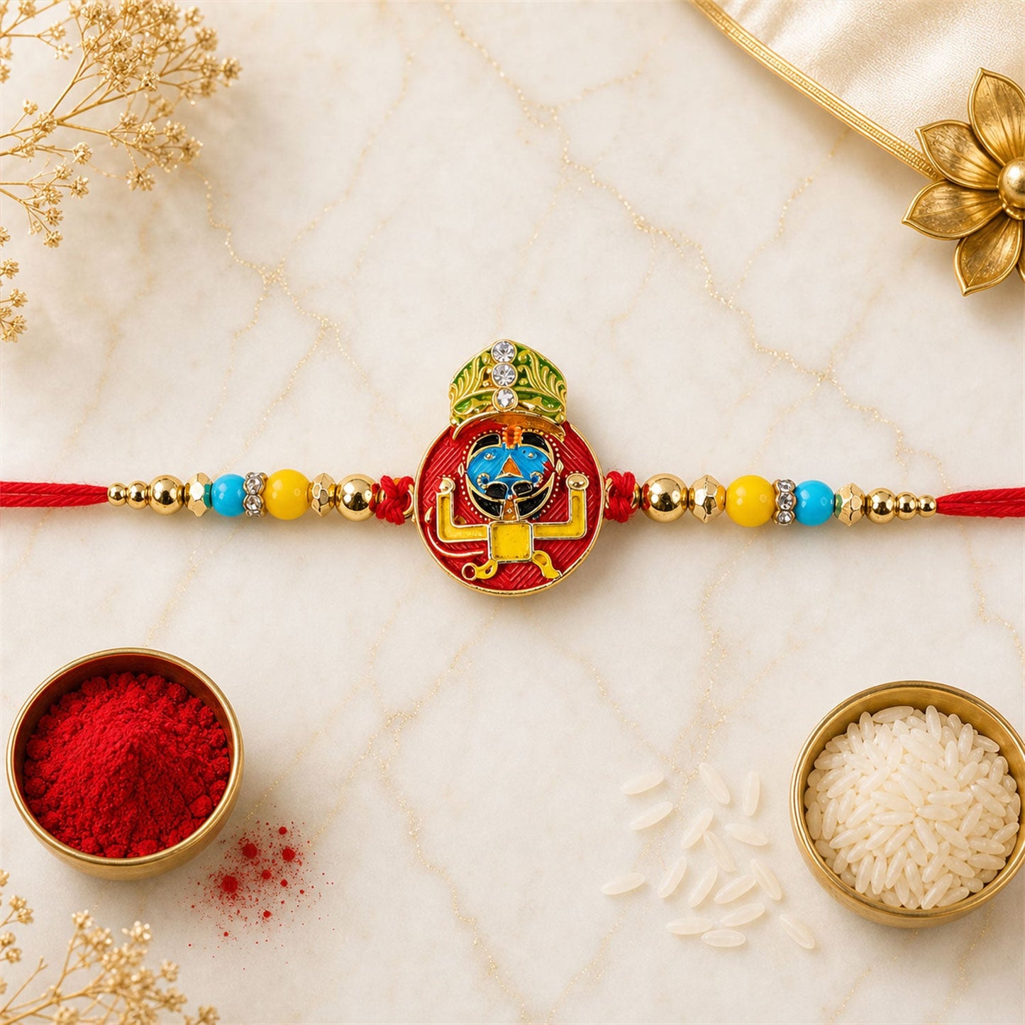Cartoon Character Multicolor Enamel Gold Tone Rakhi