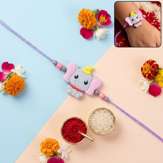 Cute Cartoon Elephant Kids Rakhi for Little Brother