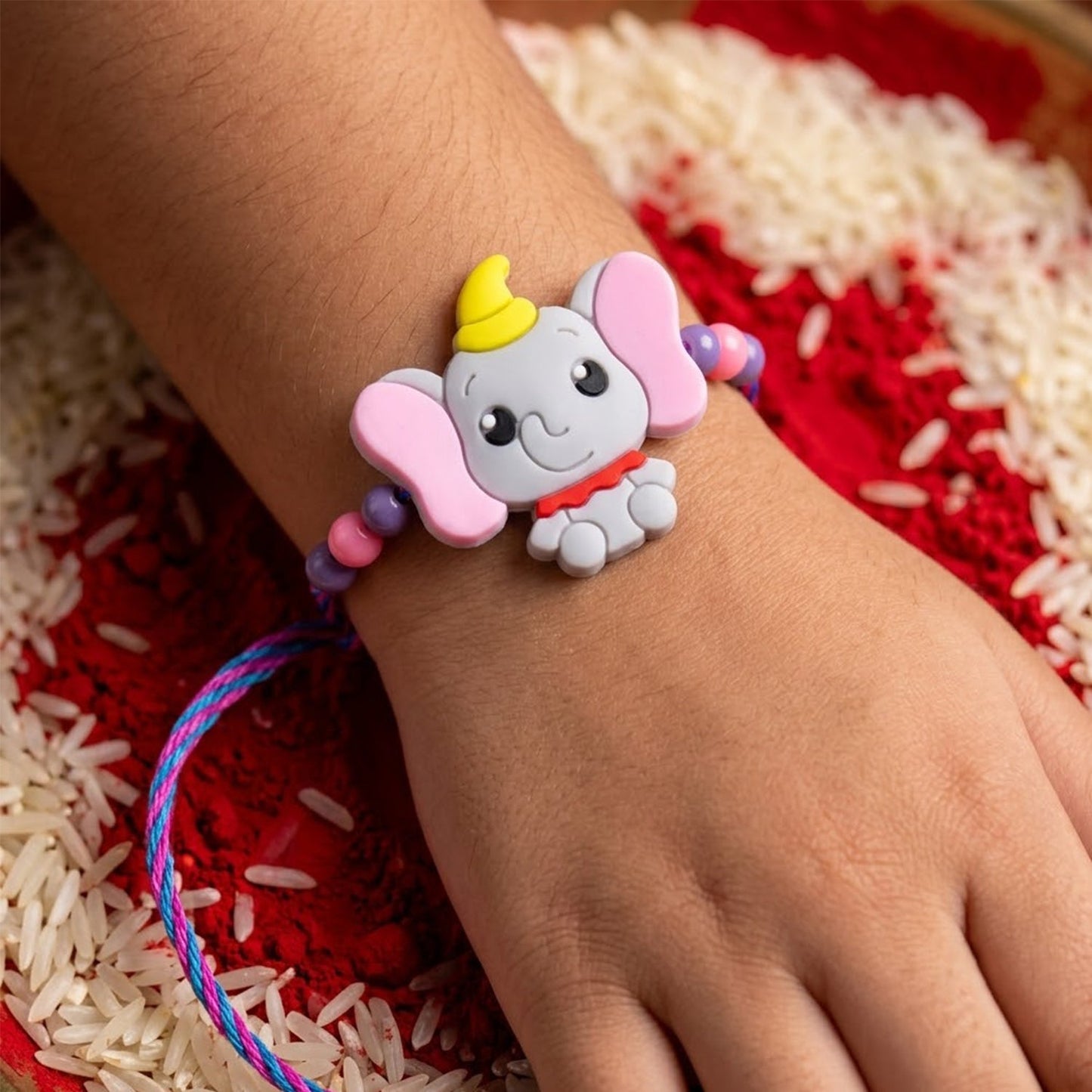 Cute Cartoon Elephant Kids Rakhi for Little Brother
