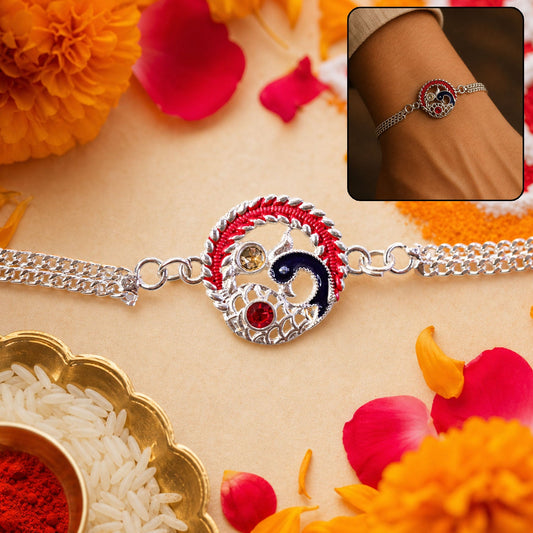 Silver Designer Peacock Rakhi