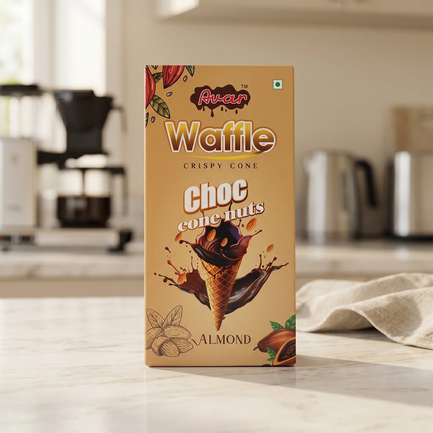Avar Waffle Crispy Cone – Choc Cone Nuts Almond (150 Gm)