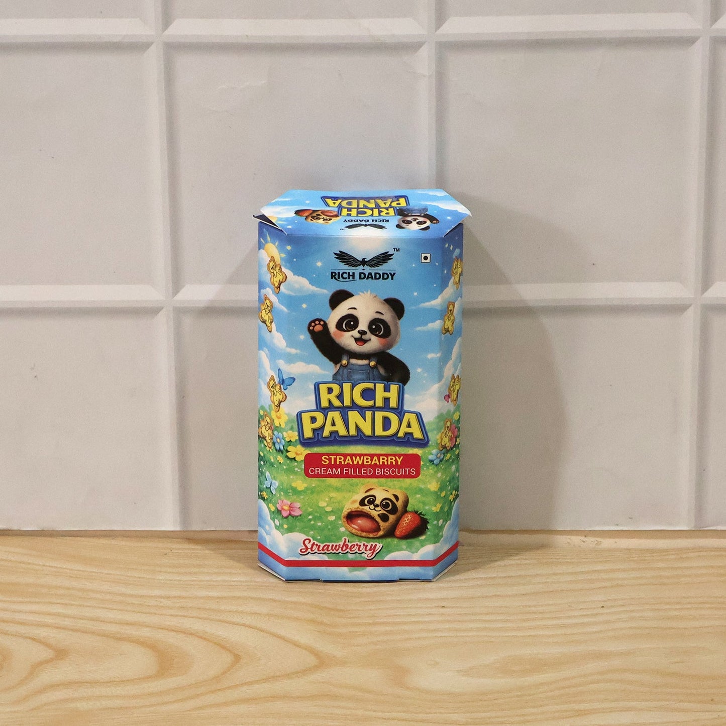 Rich Daddy Rich Panda Strawberry Cream Filled Biscuits (60 Gm)