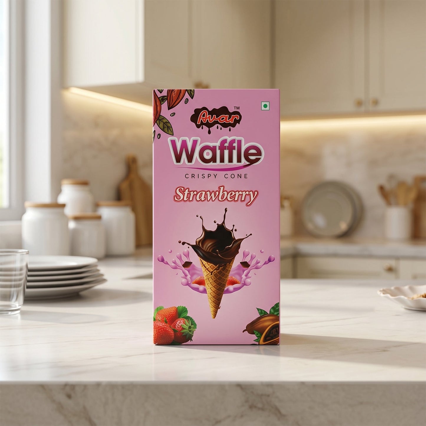 Avar Waffle Crispy Cone – Strawberry Flavour (150 Gm)