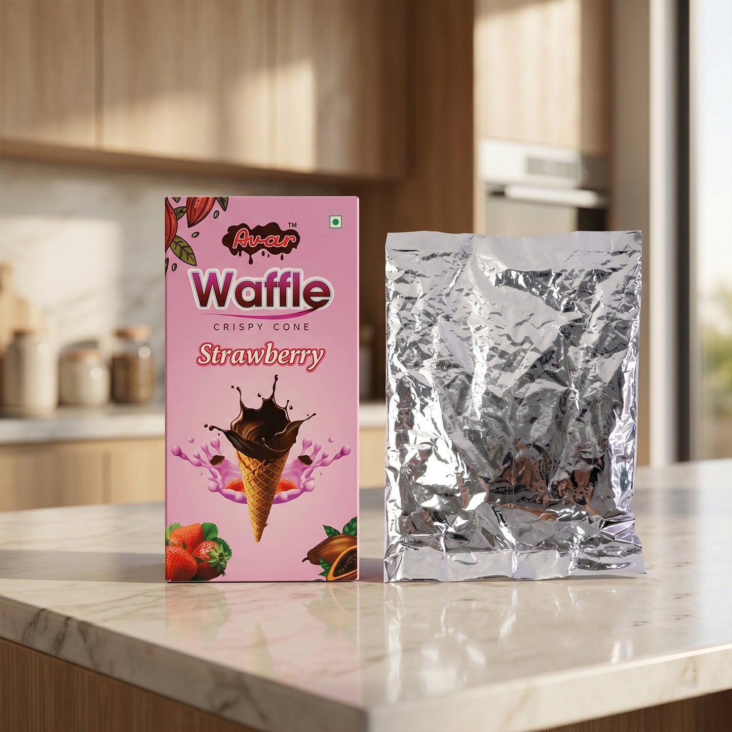 Avar Waffle Crispy Cone – Strawberry Flavour (150 Gm)