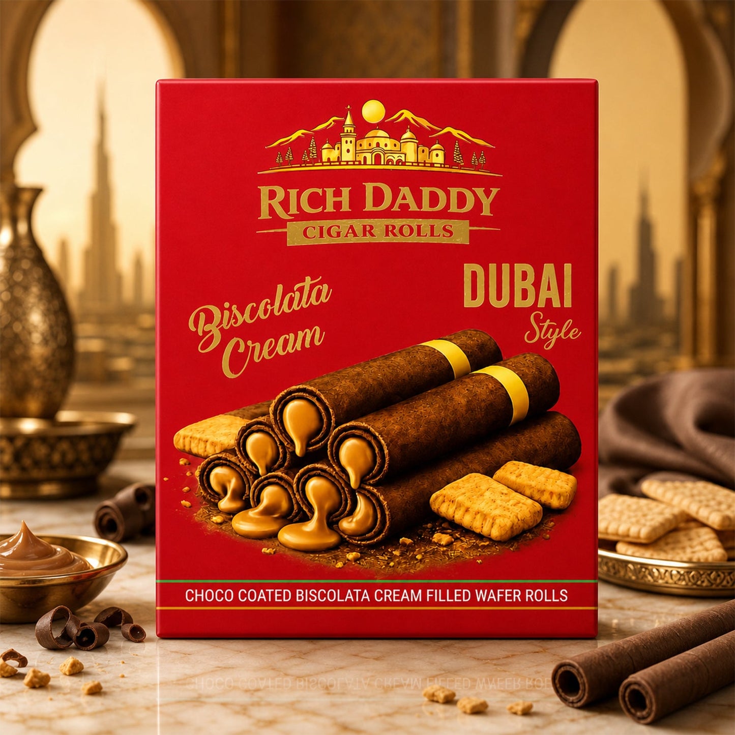 Rich Daddy Cigar Rolls – Biscolata Cream Filled Wafer Rolls (145 Gm)