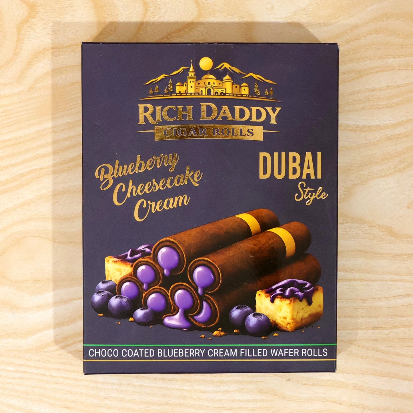 Rich Daddy Cigar Rolls – Blueberry Cheesecake Cream Filled Wafer Rolls (145 Gm)