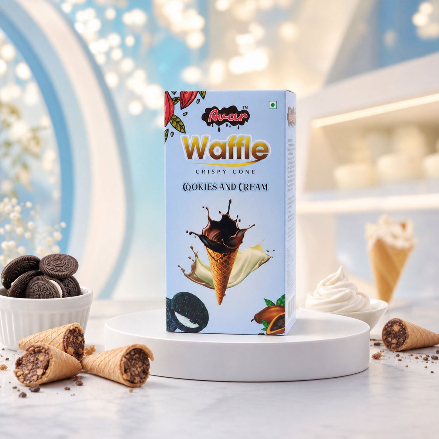 Avar Waffle Crispy Cone – Cookies and Cream Flavour (150 Gm)