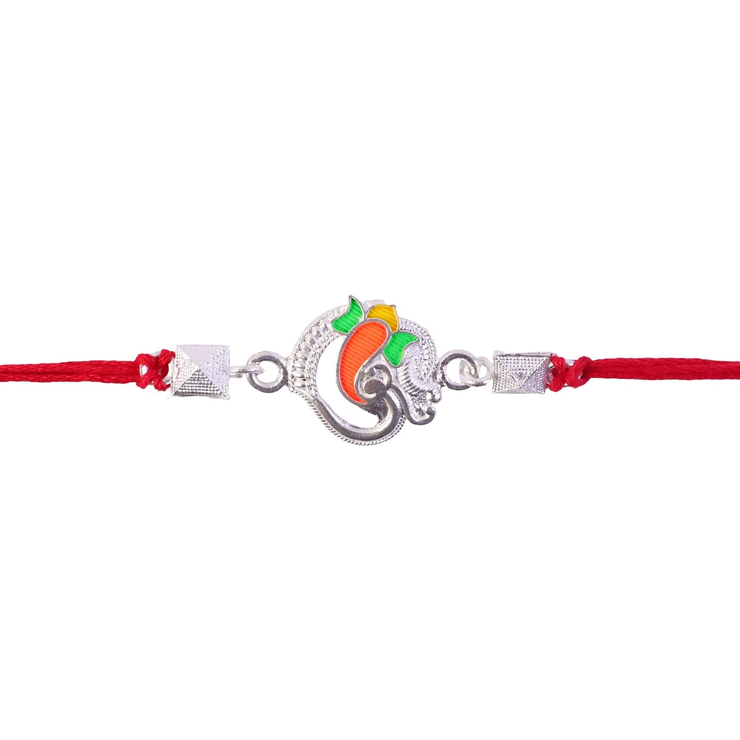 Silver Om Ganesha Enamel Bead Rakhi Rakshabandhan