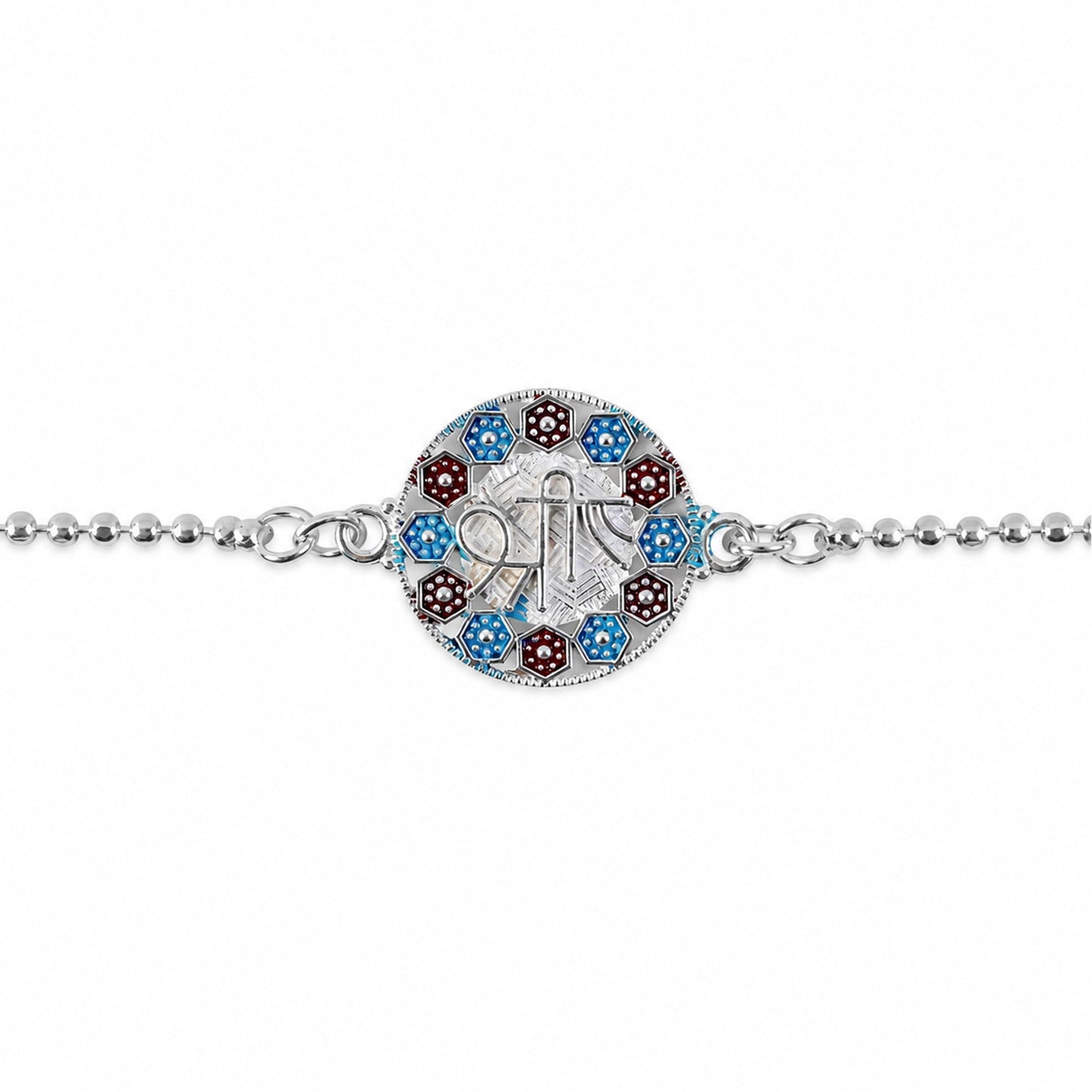 Shree Round Enamel Charm Chain Bracelet Rakhi