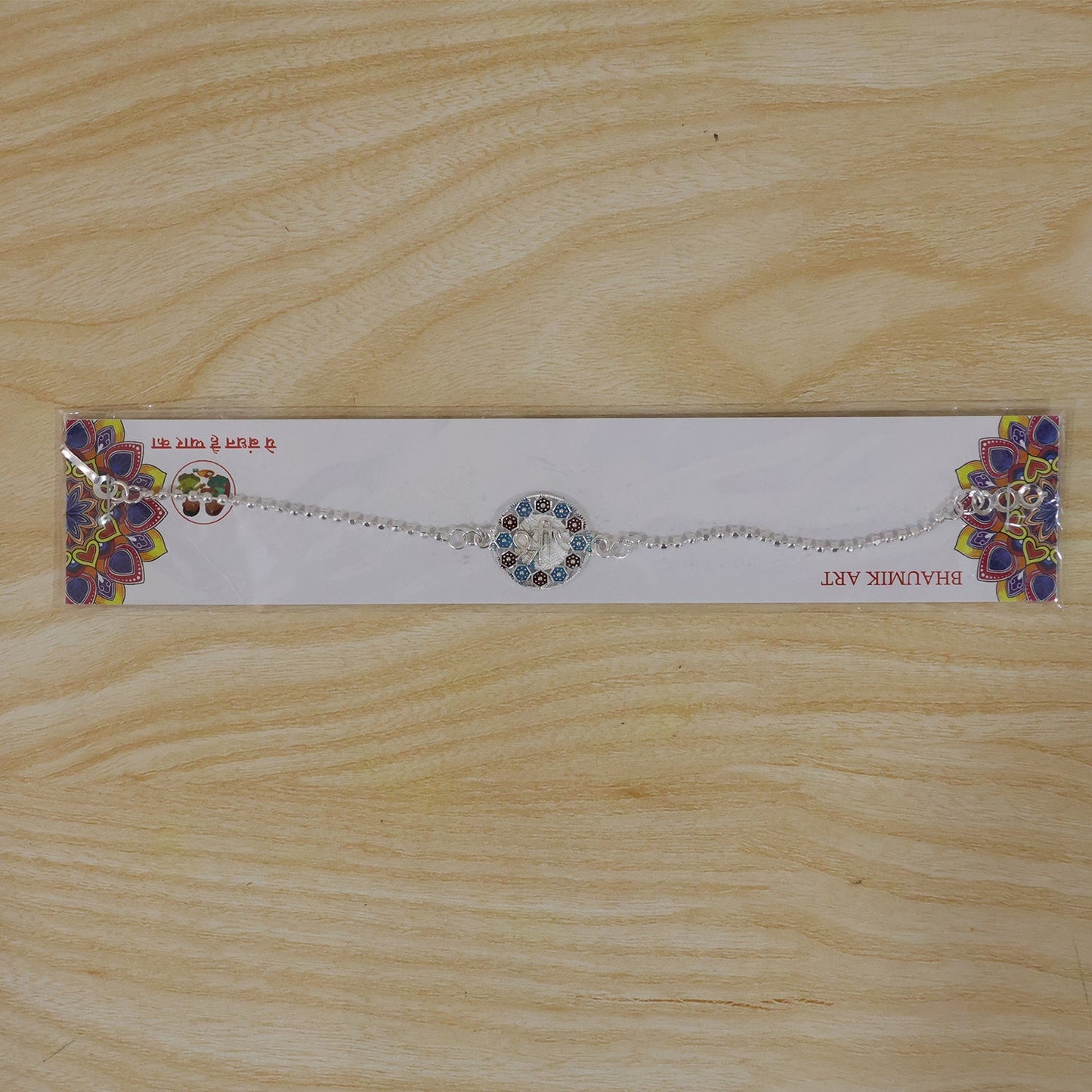 Shree Round Enamel Charm Chain Bracelet Rakhi