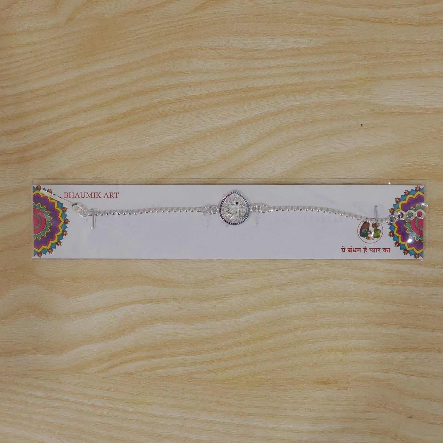 Shree Symbol Enamel Teardrop Charm Chain Bracelet Rakhi