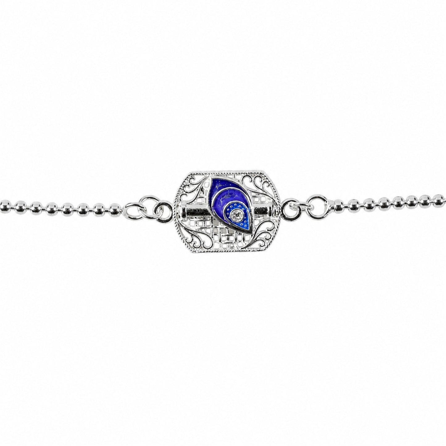 Silver Peacock Enamel Charm Chain Bracelet Rakhi