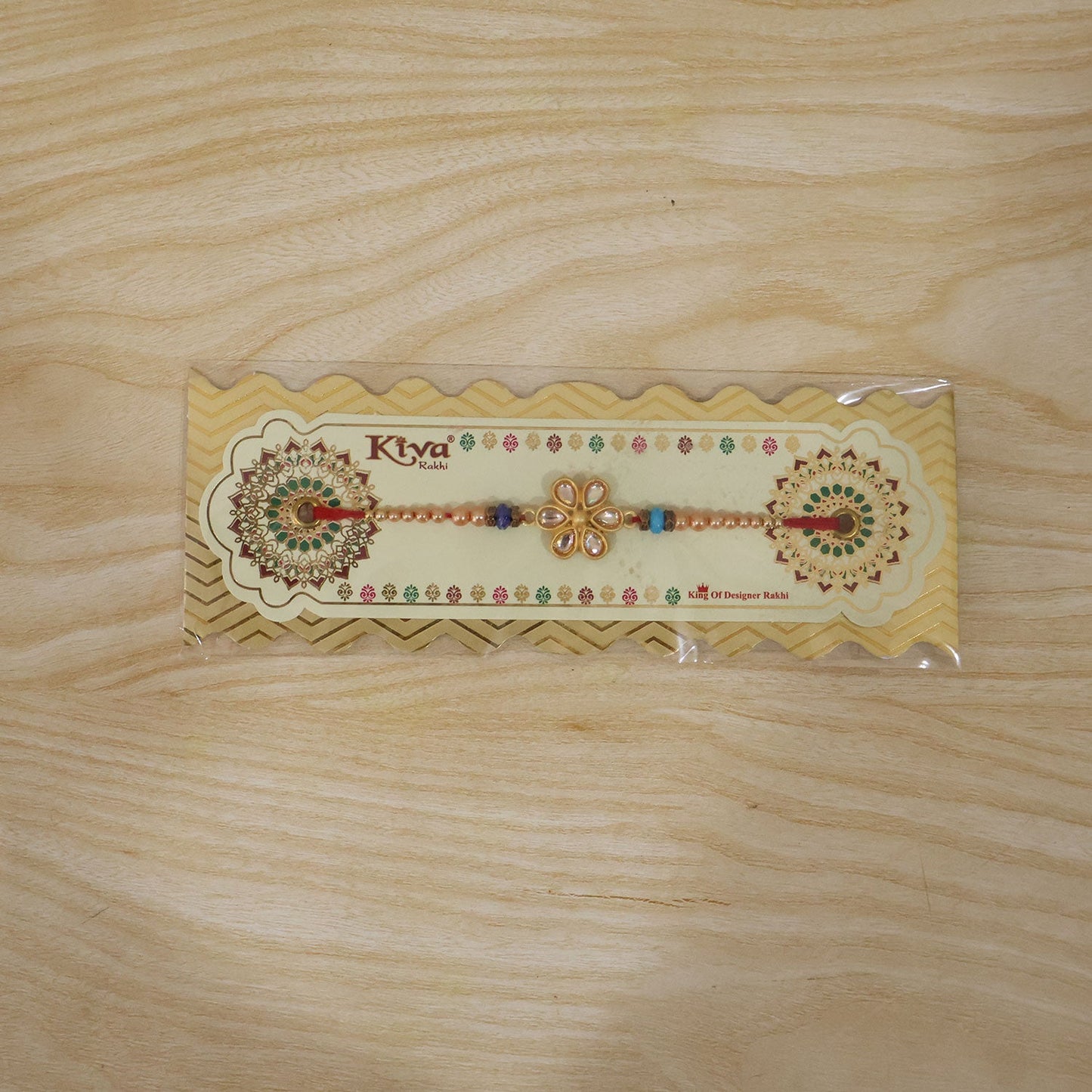 Floral Kundan Stone Charm Pearl Crystal Bead Fancy Thread Rakhi for Brother