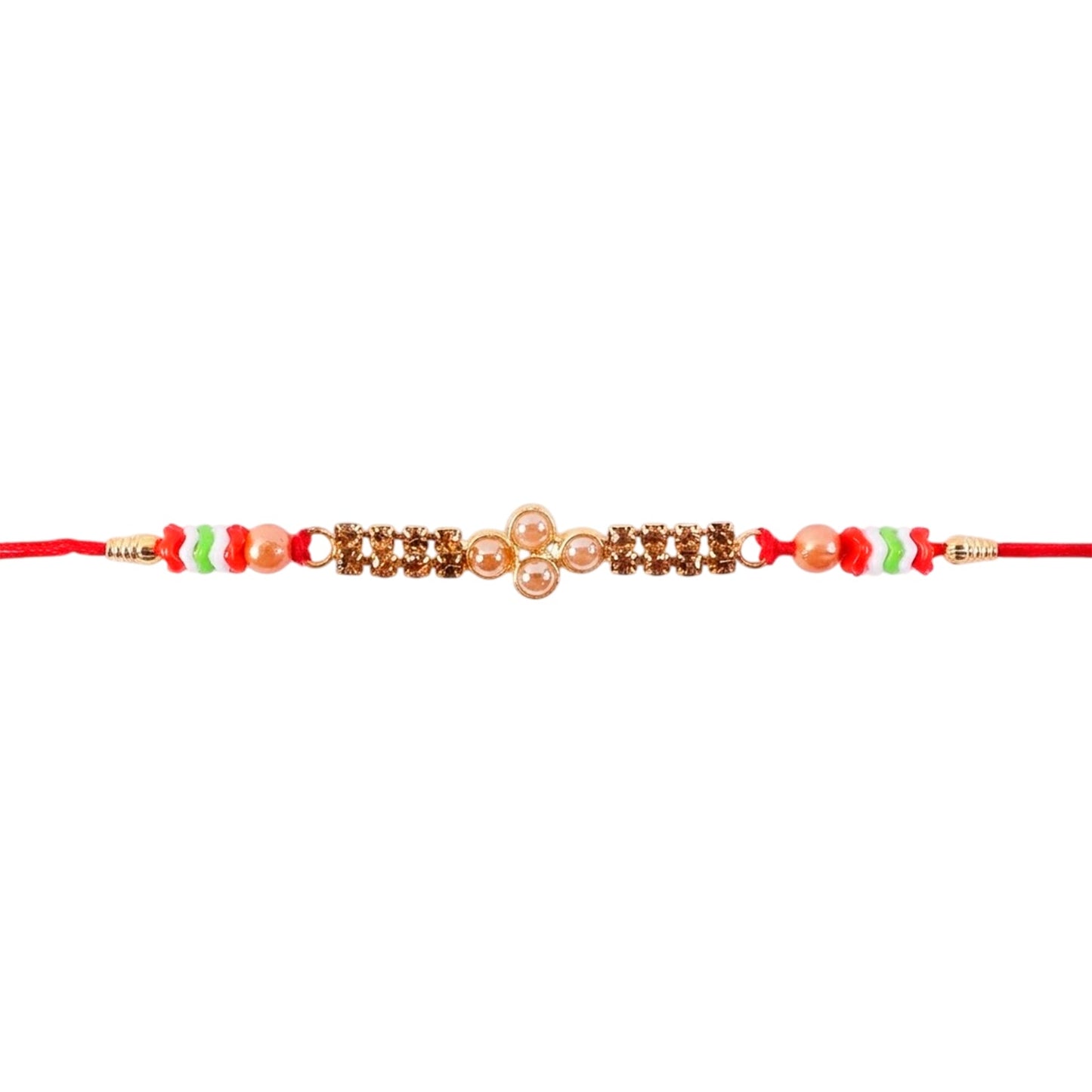 Pearl Bar Crystal Stone Bead Fancy Thread Rakhi for Brother