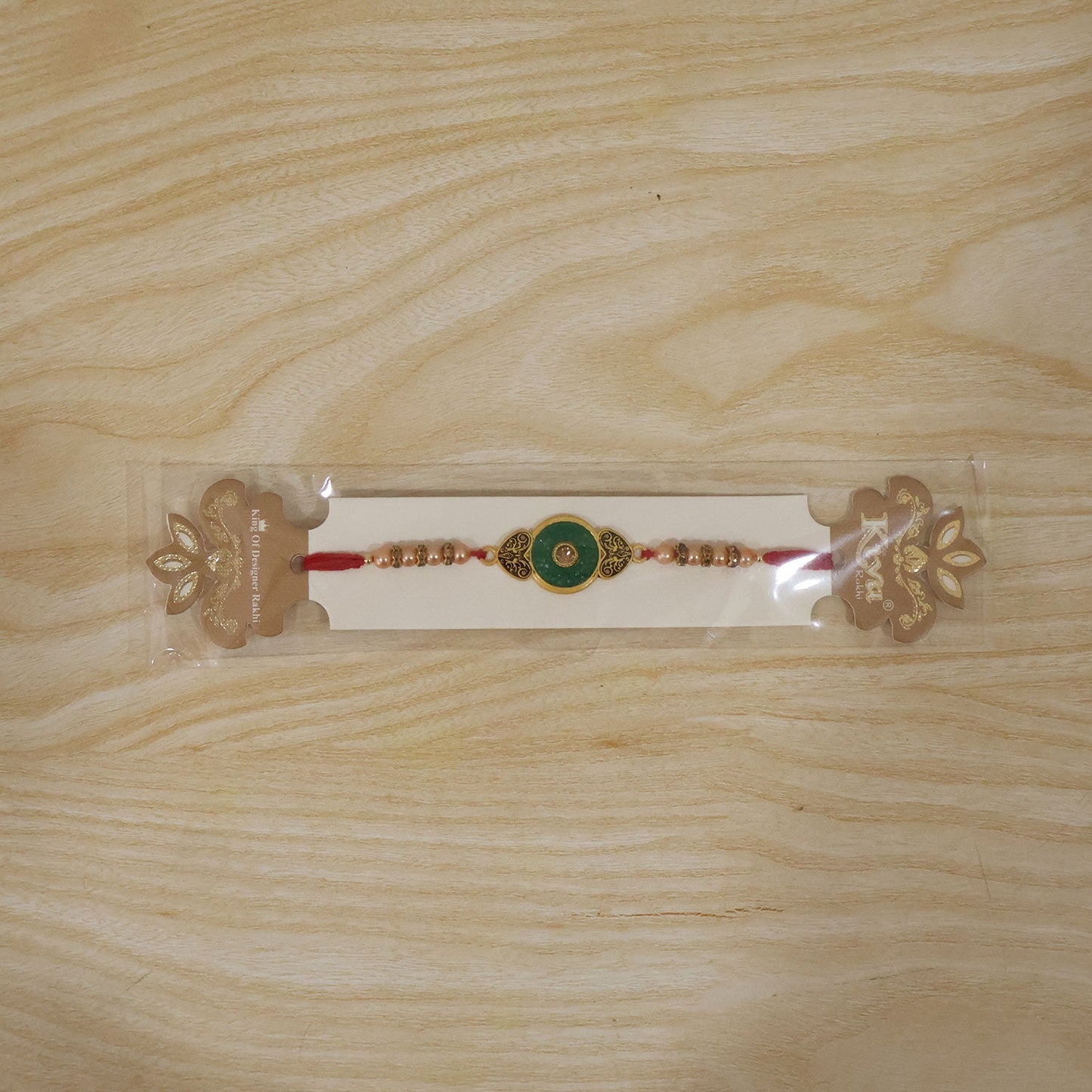 Round Meenakari Enamel Kundan Stone Pearl Bead Thread Rakhi for Brother