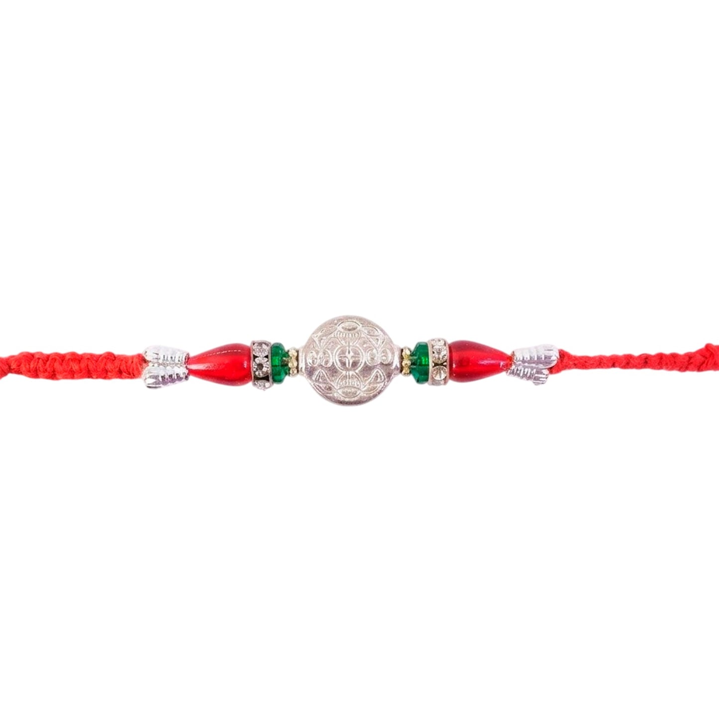 Round Meenakari Kundan Charm Rudraksha Bead Fancy Thread Rakhi for Brother