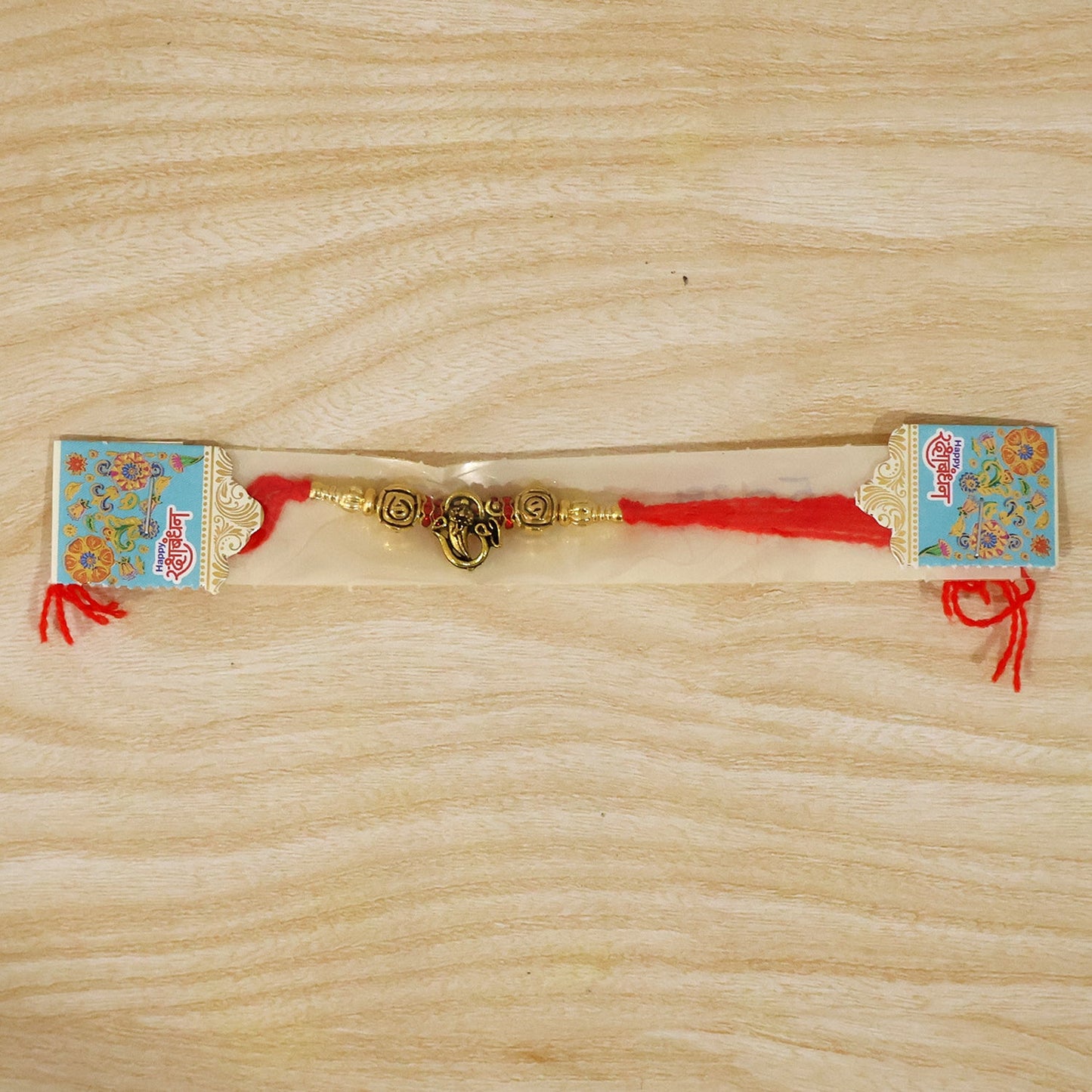 Lord Ganesha Om Antique Charm Round Bead Fancy Thread Rakhi for Brother