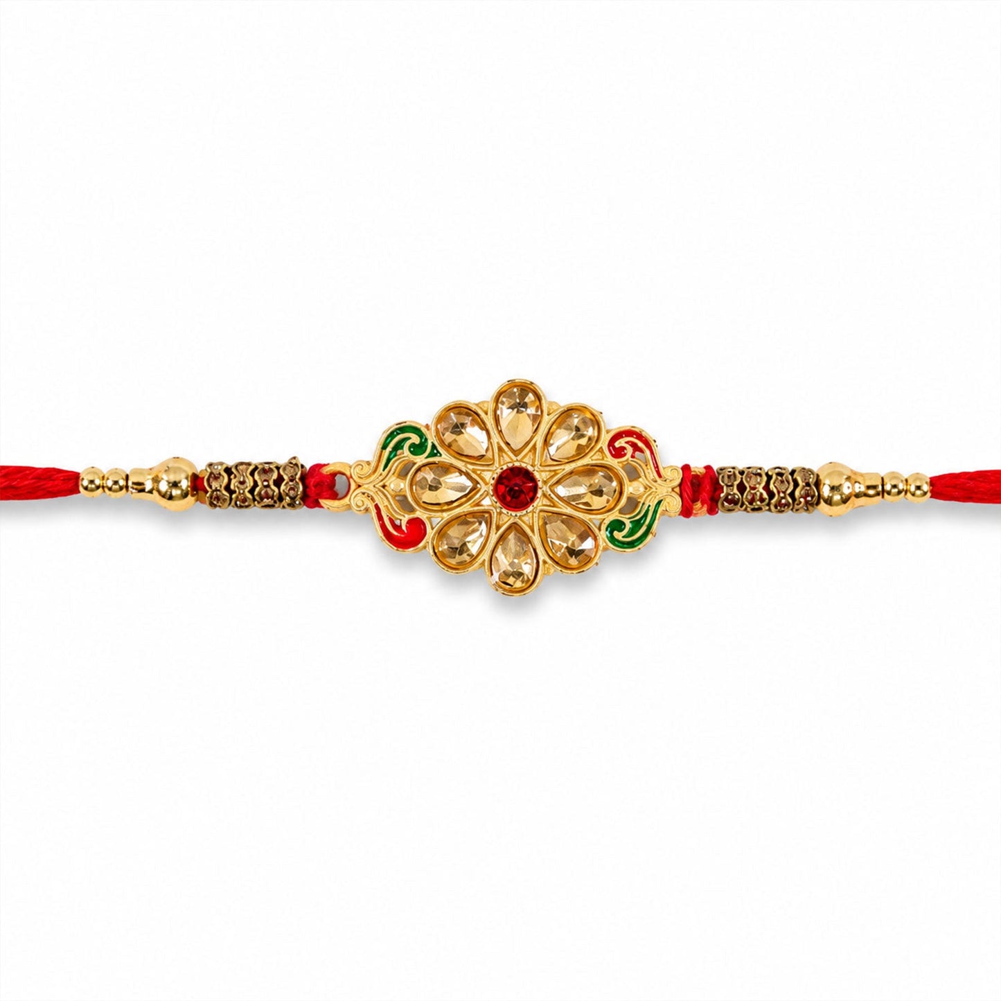 Kundan Stone Rakhi for brother ready for Raksha Bandhan gifting.