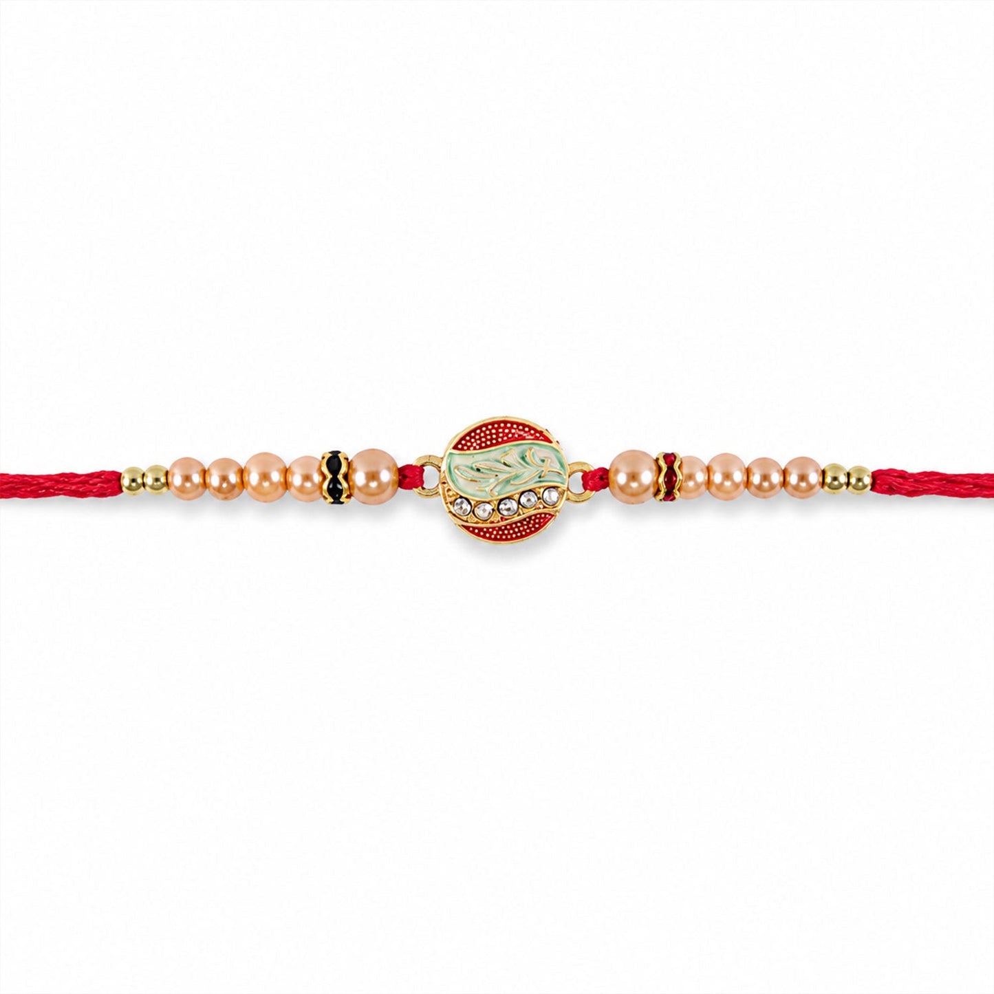 The designer Rakhi for brother presented with its full length visible, ideal for Raksha Bandhan gifting.