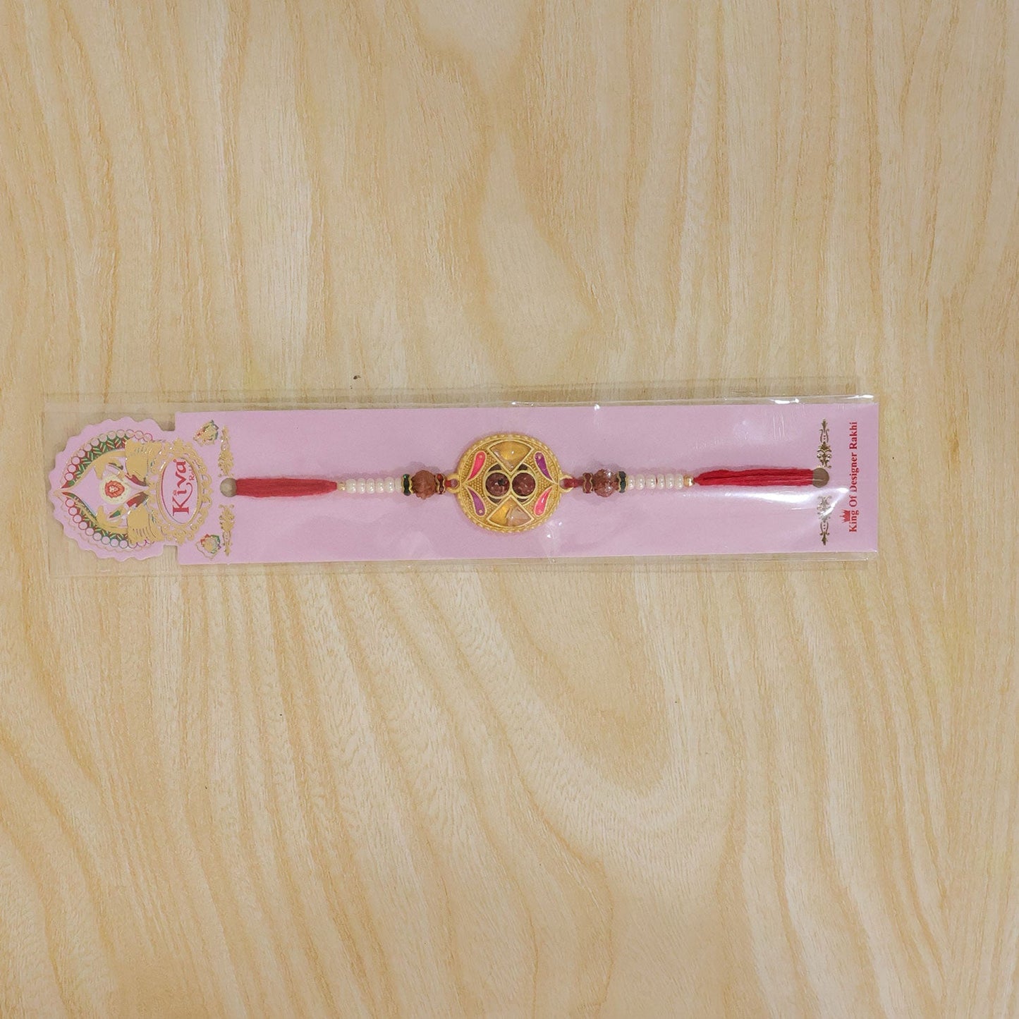 Collection of circular Kundan designer Rakhis for Raksha Bandhan celebration.