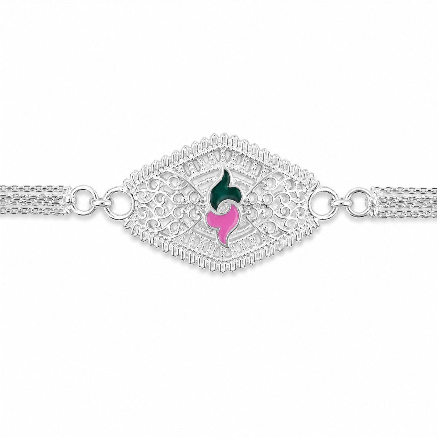 Leaf Motif Stone Studded Designer Chain Rakhi for Brother