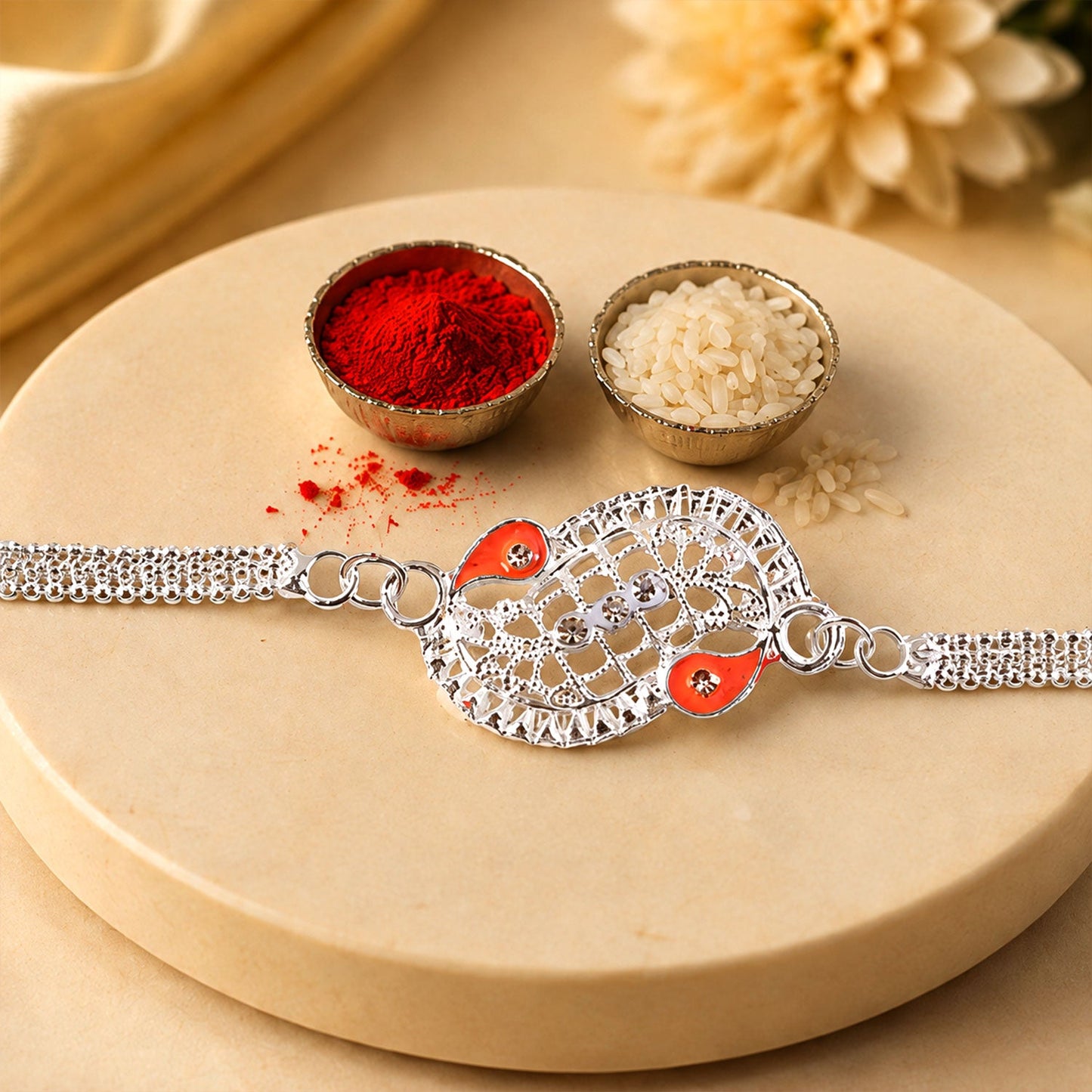 Infinity Motif Stone Studded Chain Rakhi for Brother