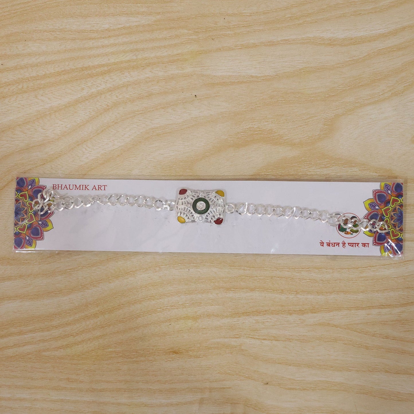Square Design Stone Designer Chain Rakhi for Brother