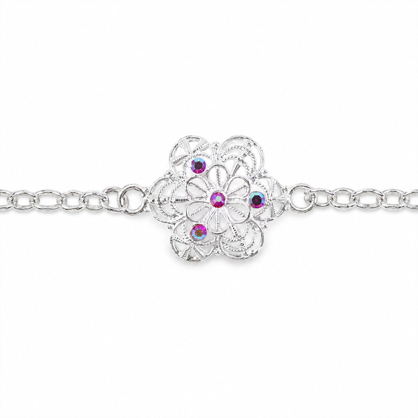 Floral Stone Studded Designer Chain Rakhi for Brother