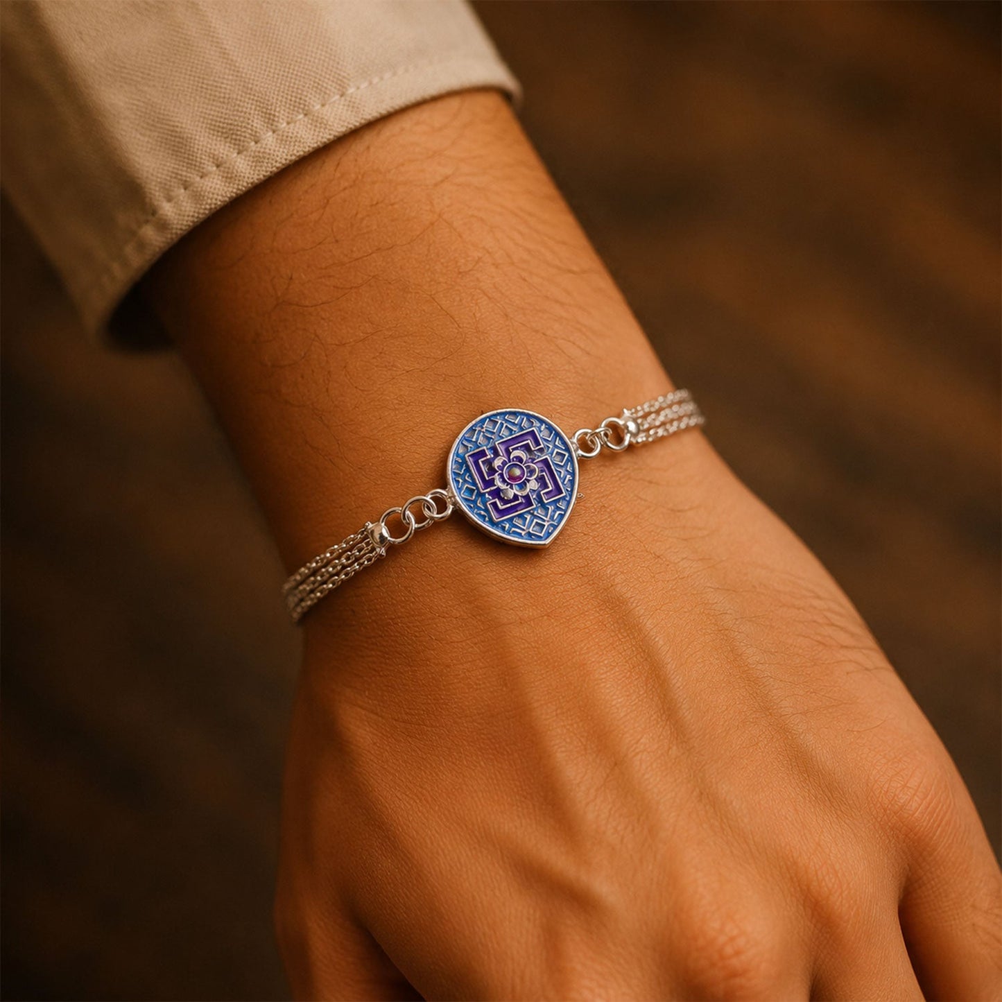 Swastik Symbol Stone Studded Chain Rakhi for Brother