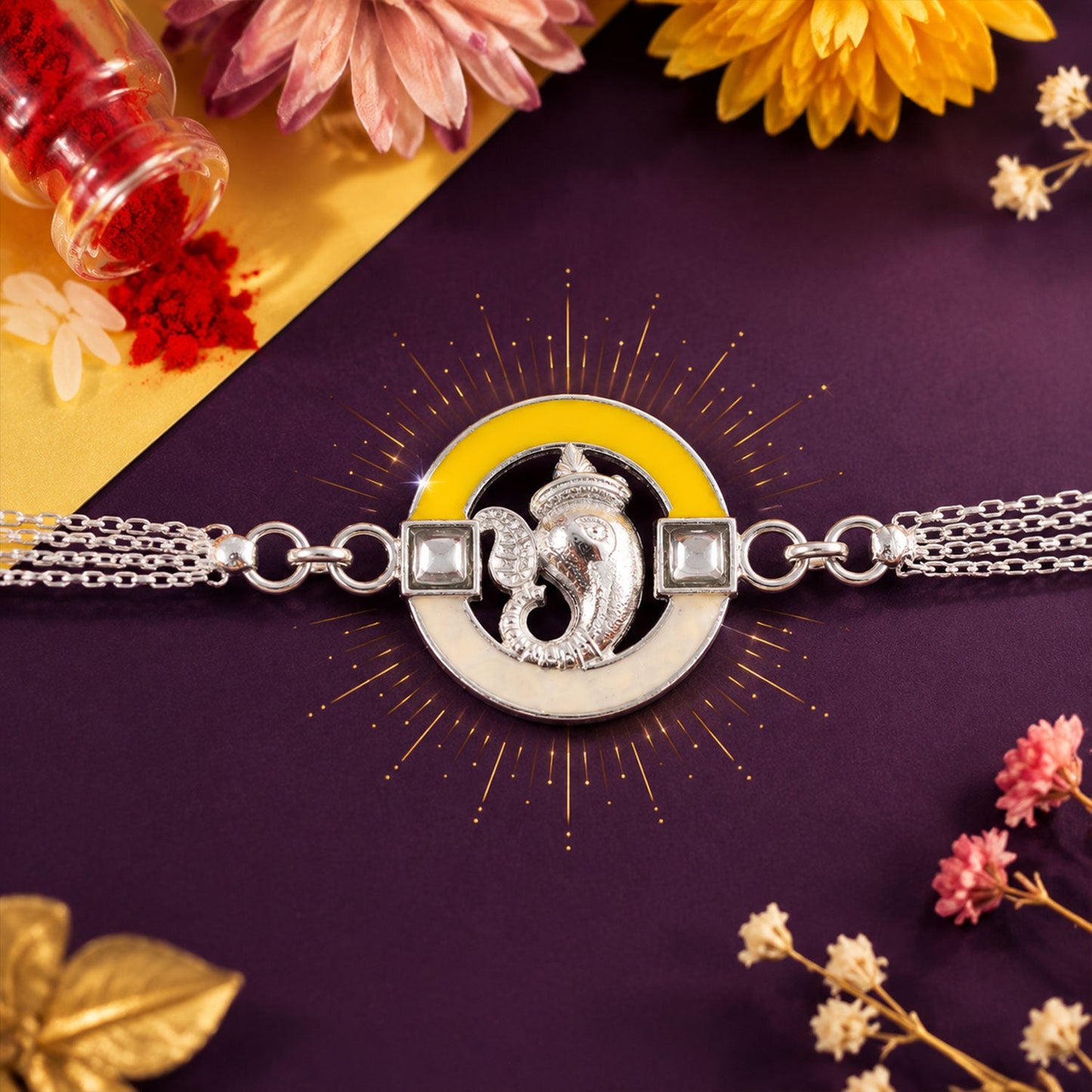 Ganesh charm Modern Designer Chain Style Rakhi for Brother
