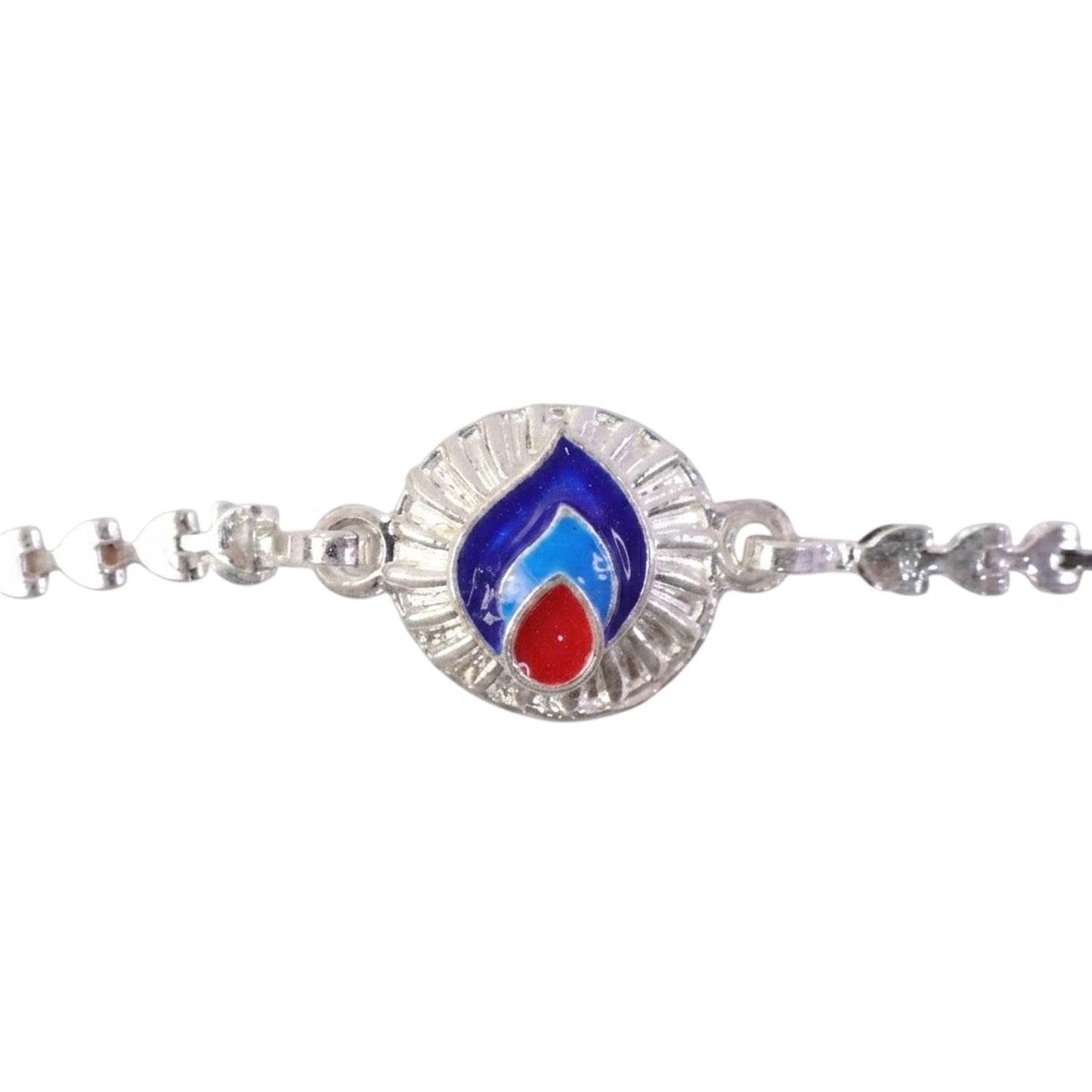 Peacock Feather Meenakari Enamel Designer Chain Rakhi for Brother