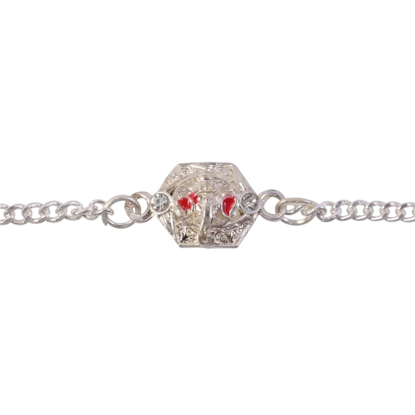 Lord Ganesha Stone-Studded Designer Chain Rakhi for Brother