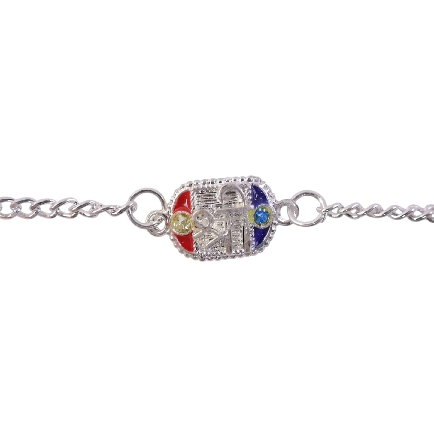 Shree charm Designer Stone Studded Traditional Chain Rakhi for Brother