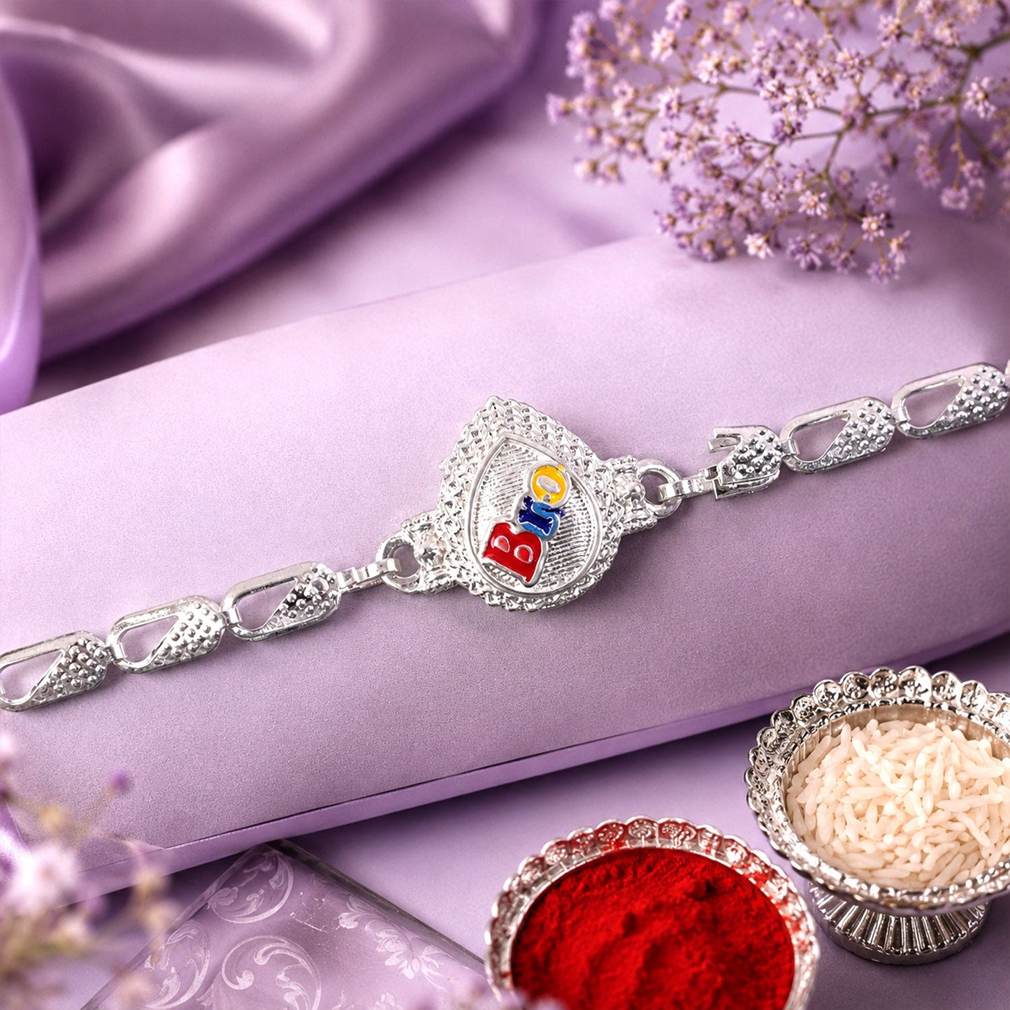 Bro Text Stylish Stone Studded Chain Rakhi for Brother