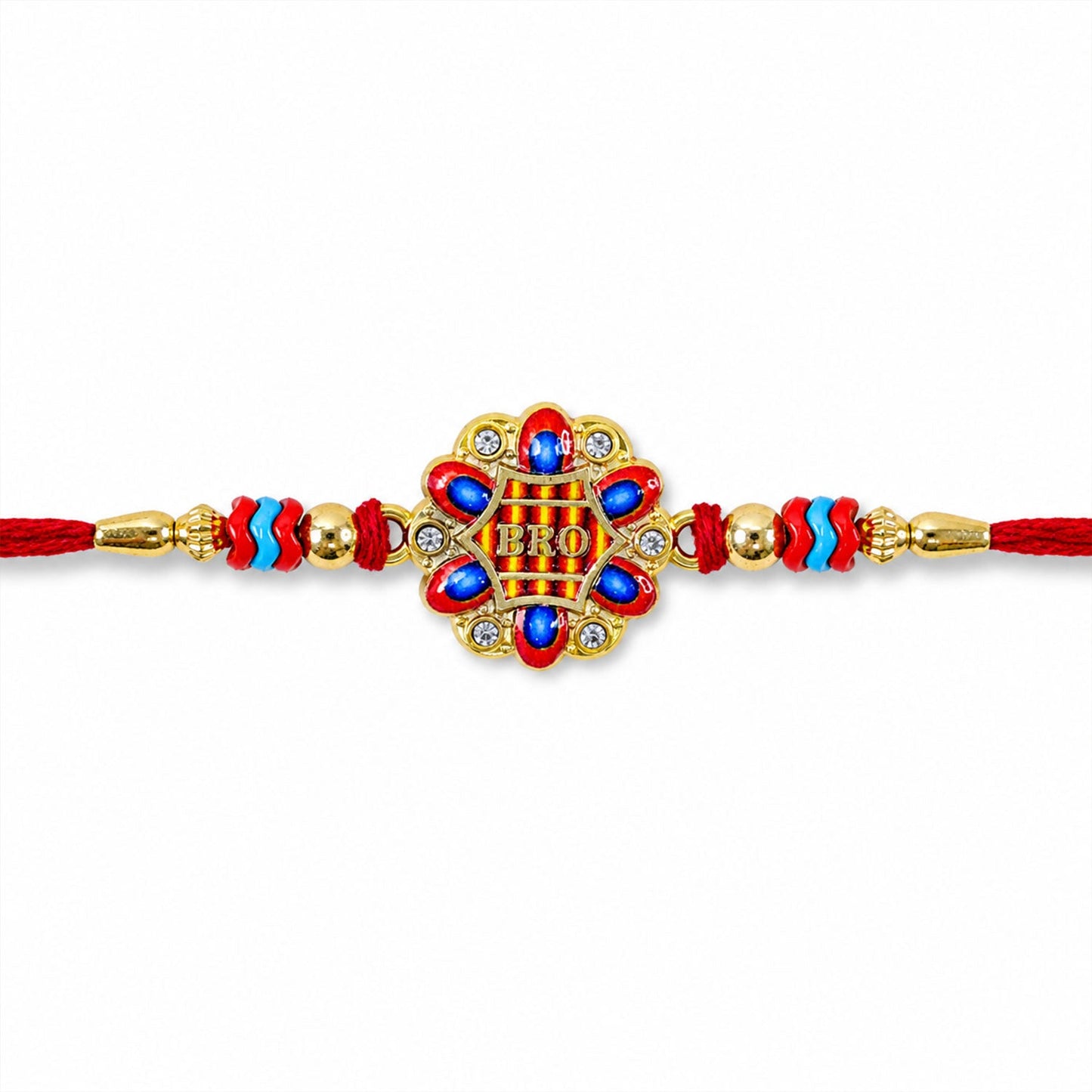 Bro Text Floral Stone Studded Premium Designer Rakhi for Brother