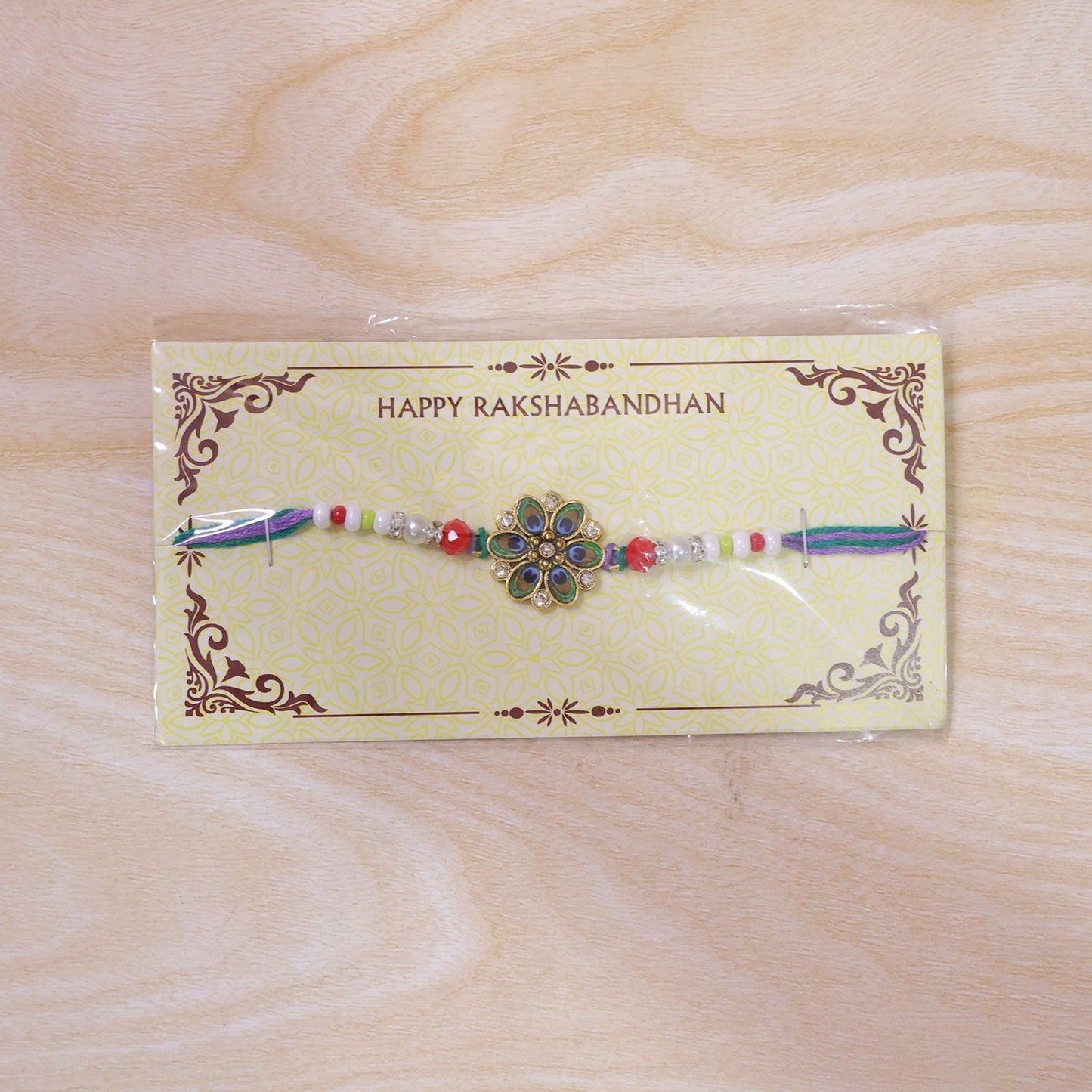 Floral Stone Cluster Premium Beaded Designer Rakhi for Brother