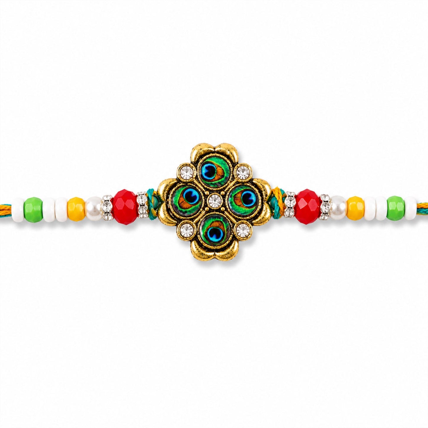 Floral Stone Cluster Premium Beaded Designer Rakhi for Brother