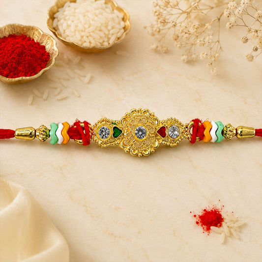 Style Stone Studded Premium Designer Beaded Rakhi for Brother