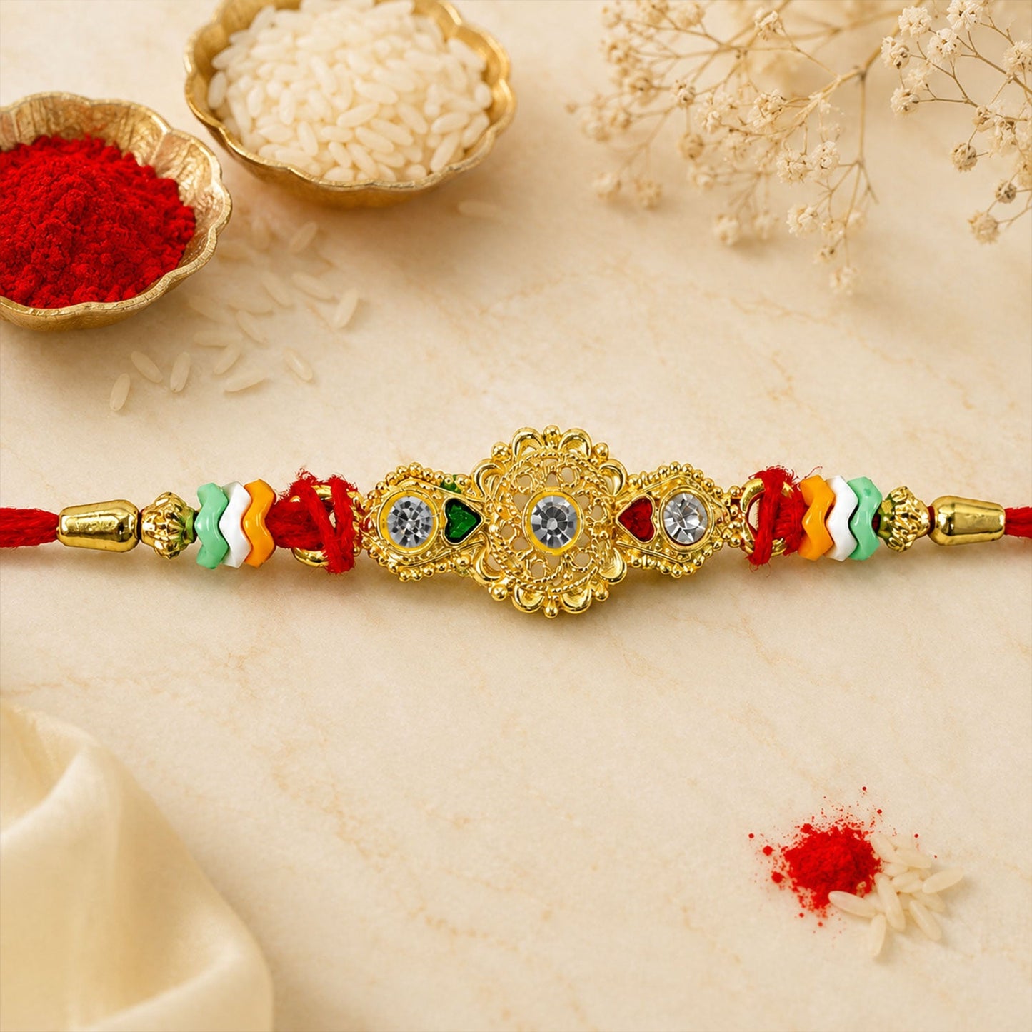 Style Stone Studded Premium Designer Beaded Rakhi for Brother